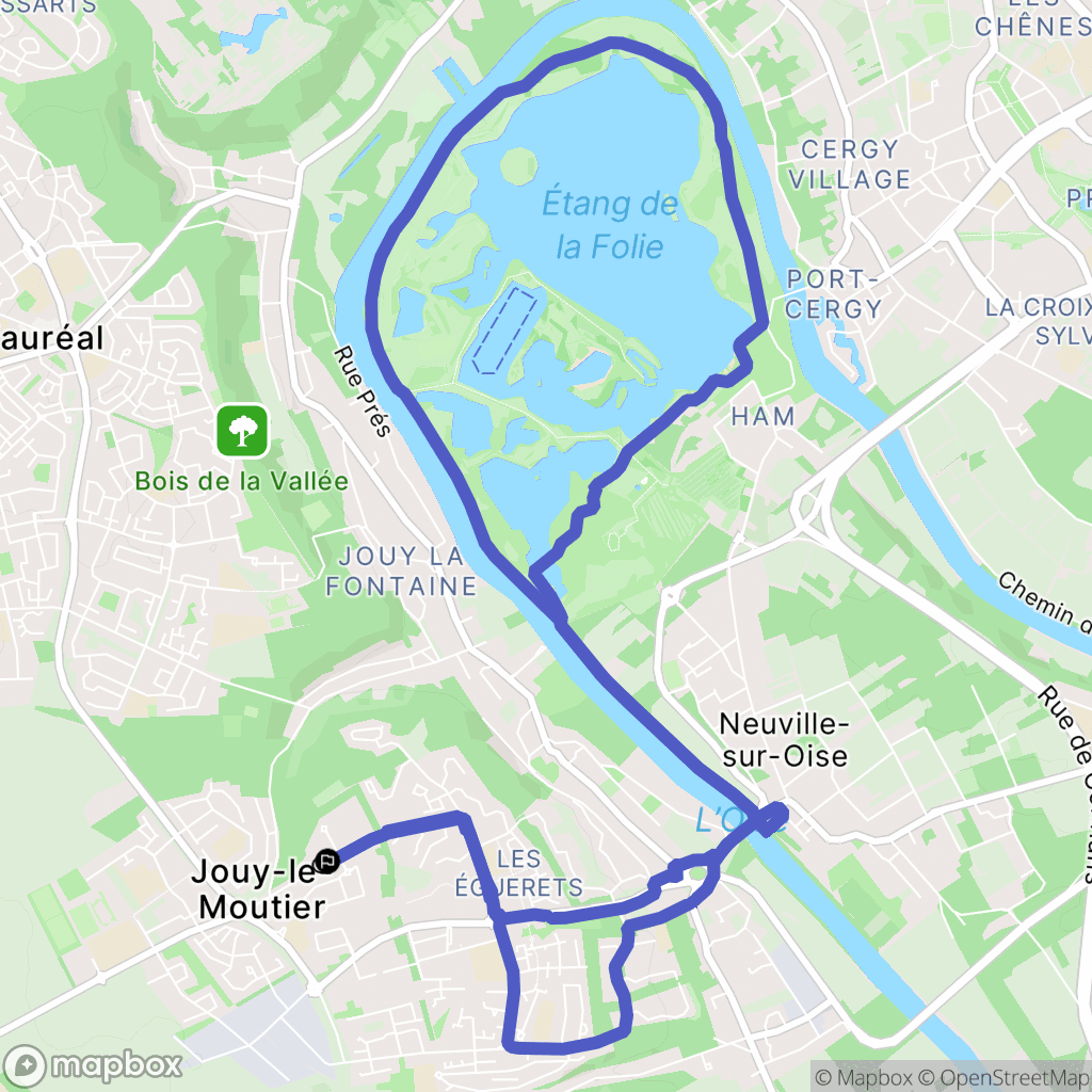 Jouy-le-Moutier : carte du parcours de randonnée - France