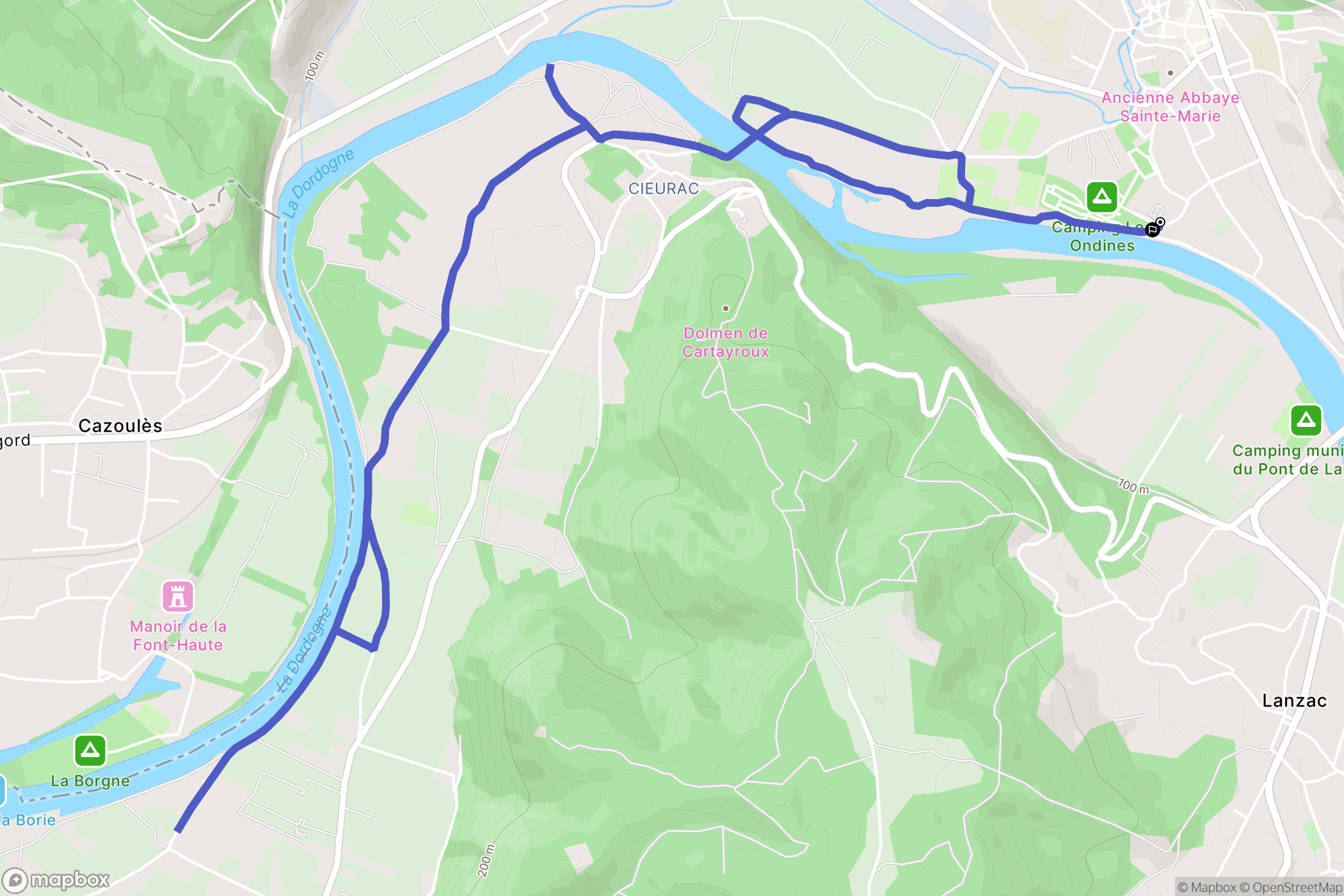 Souillac : carte du parcours de randonnée - France