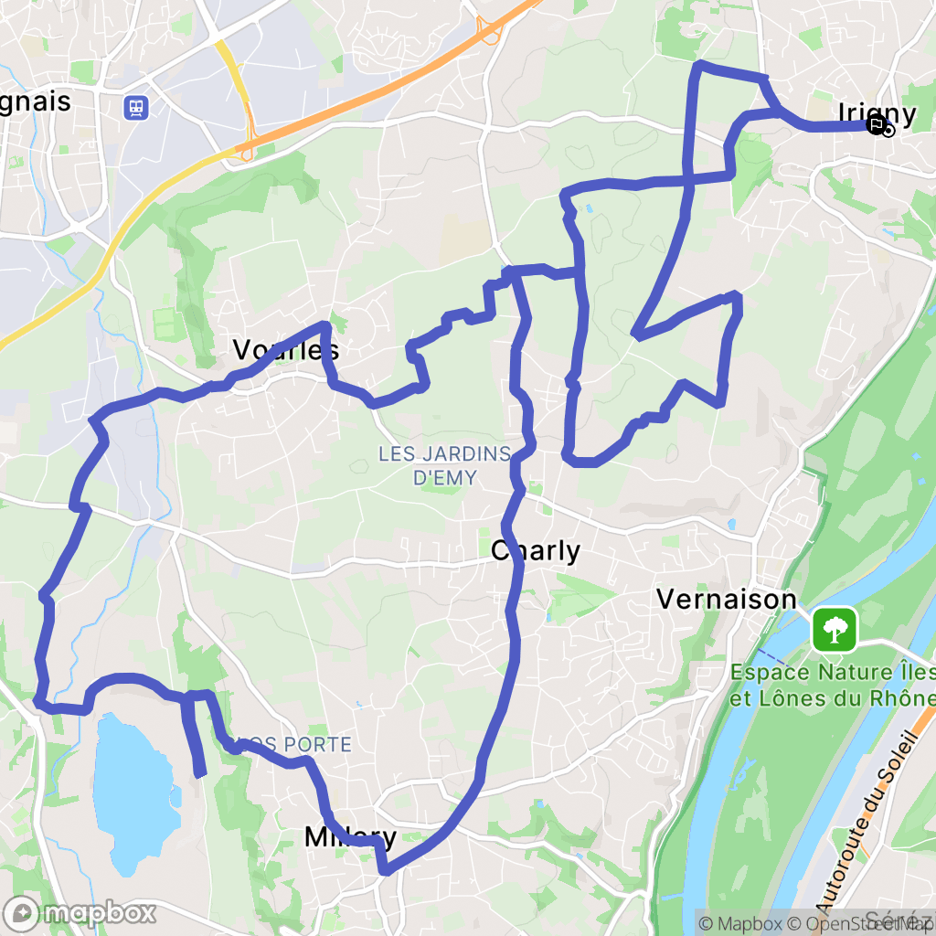 Irigny : carte du parcours de randonnée - France