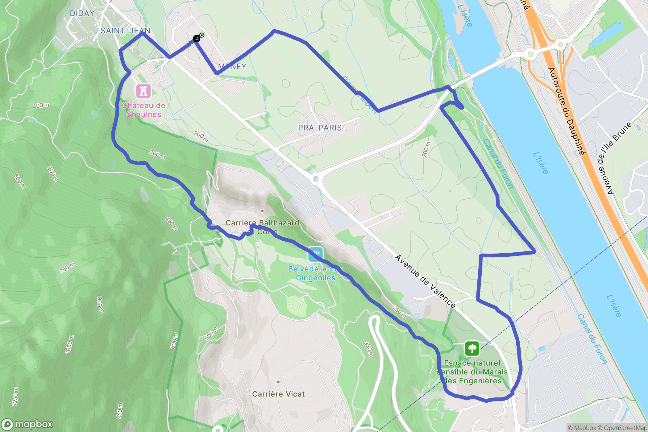 Noyarey : carte du parcours de randonnée - France