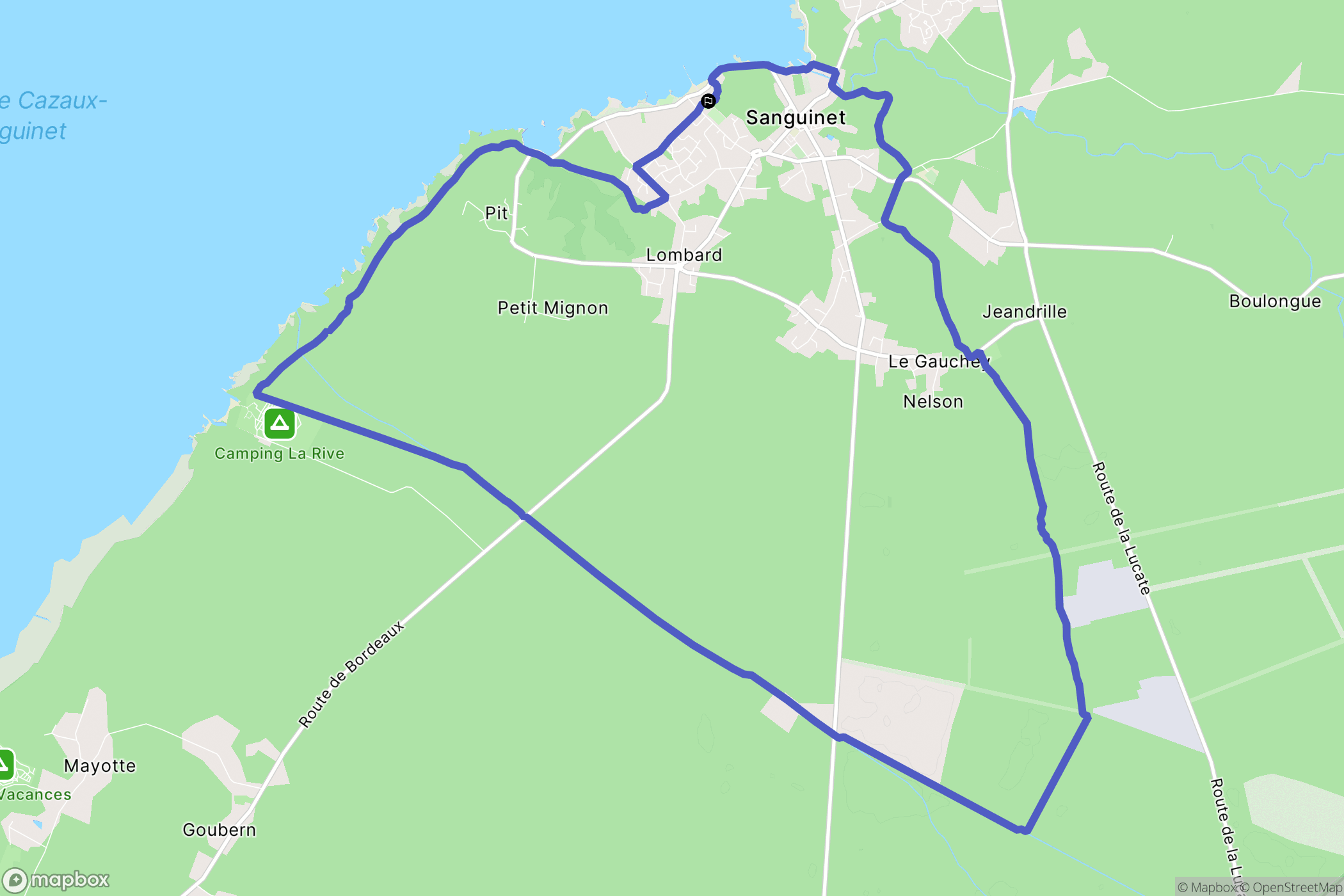 Sanguinet : carte du parcours de randonnée - France