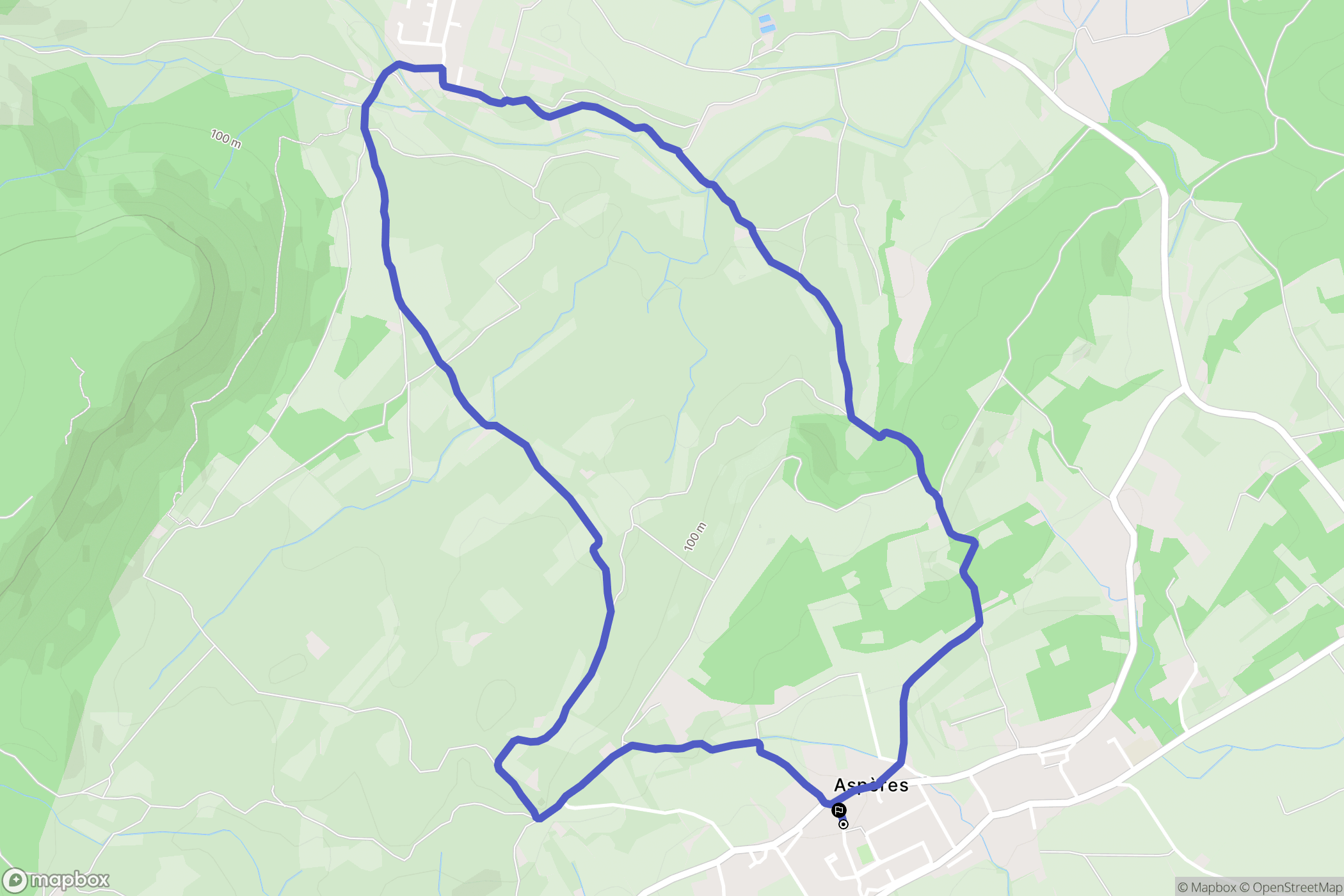 Aspères : carte du parcours de randonnée - France