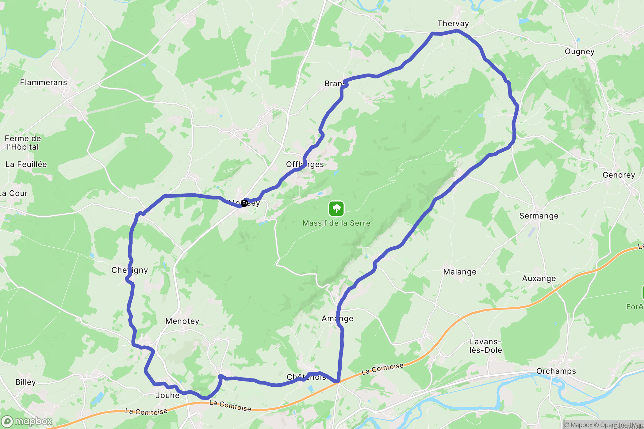 Moissey : carte du parcours de randonnée - France