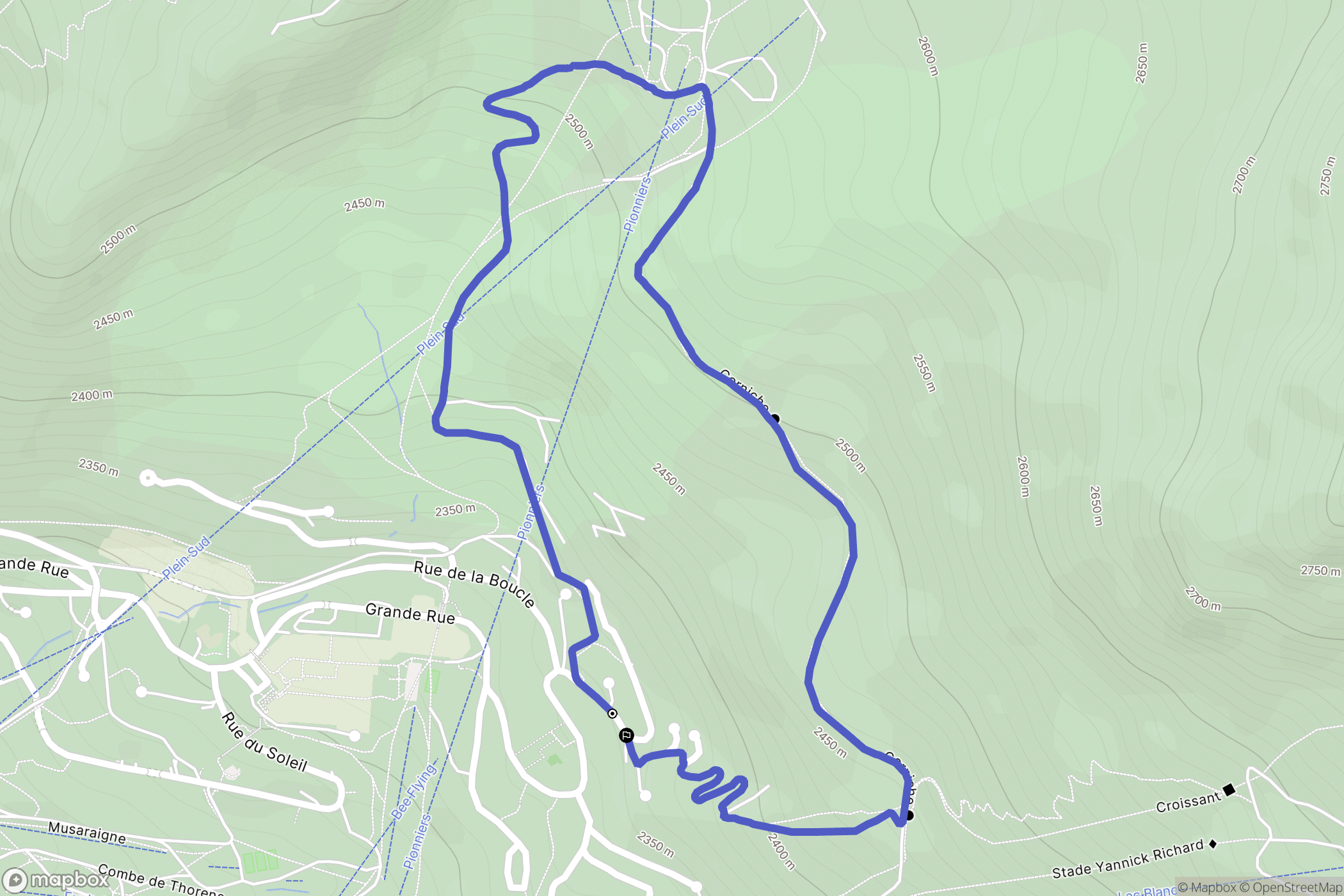 Les Belleville : carte du parcours de randonnée - France
