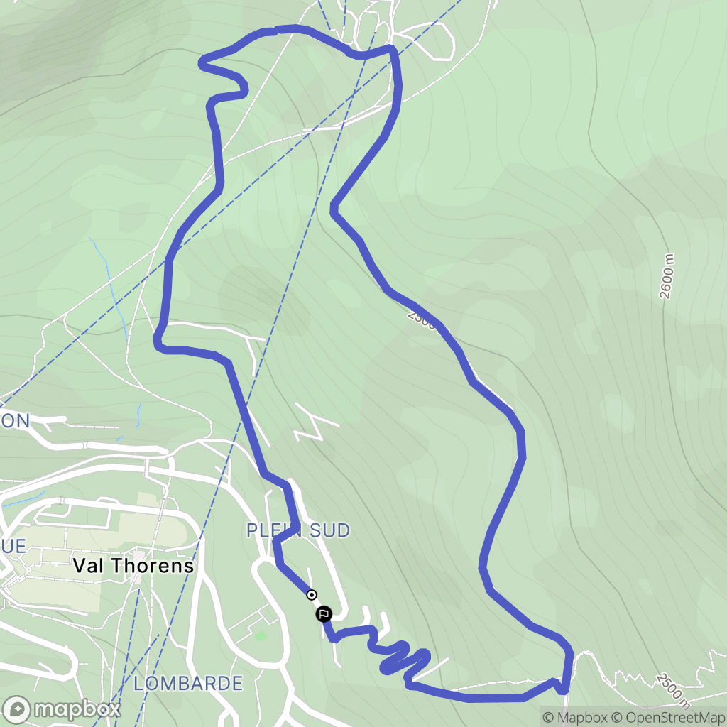 Les Belleville : carte du parcours de randonnée - France