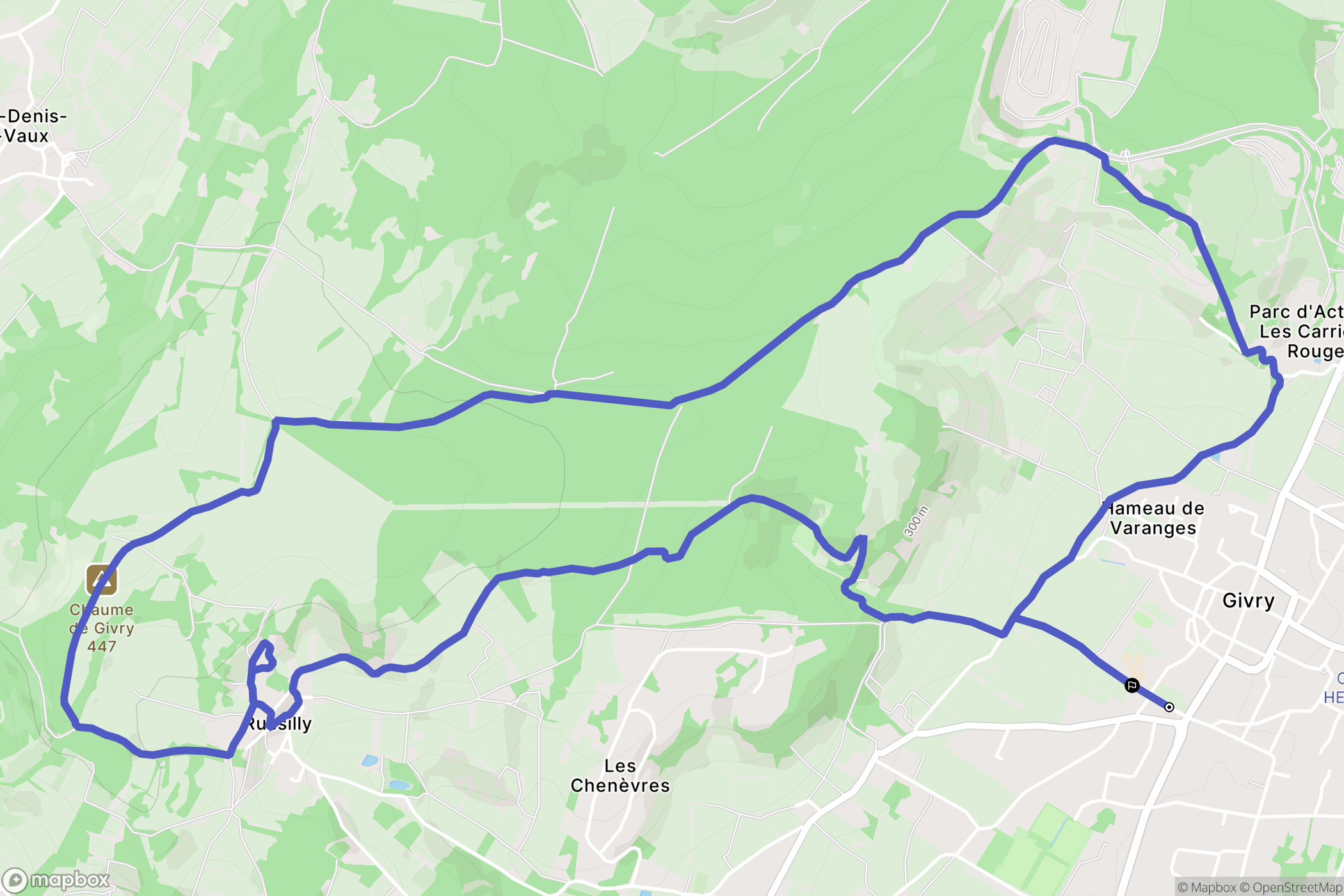 Givry : carte du parcours de randonnée - France
