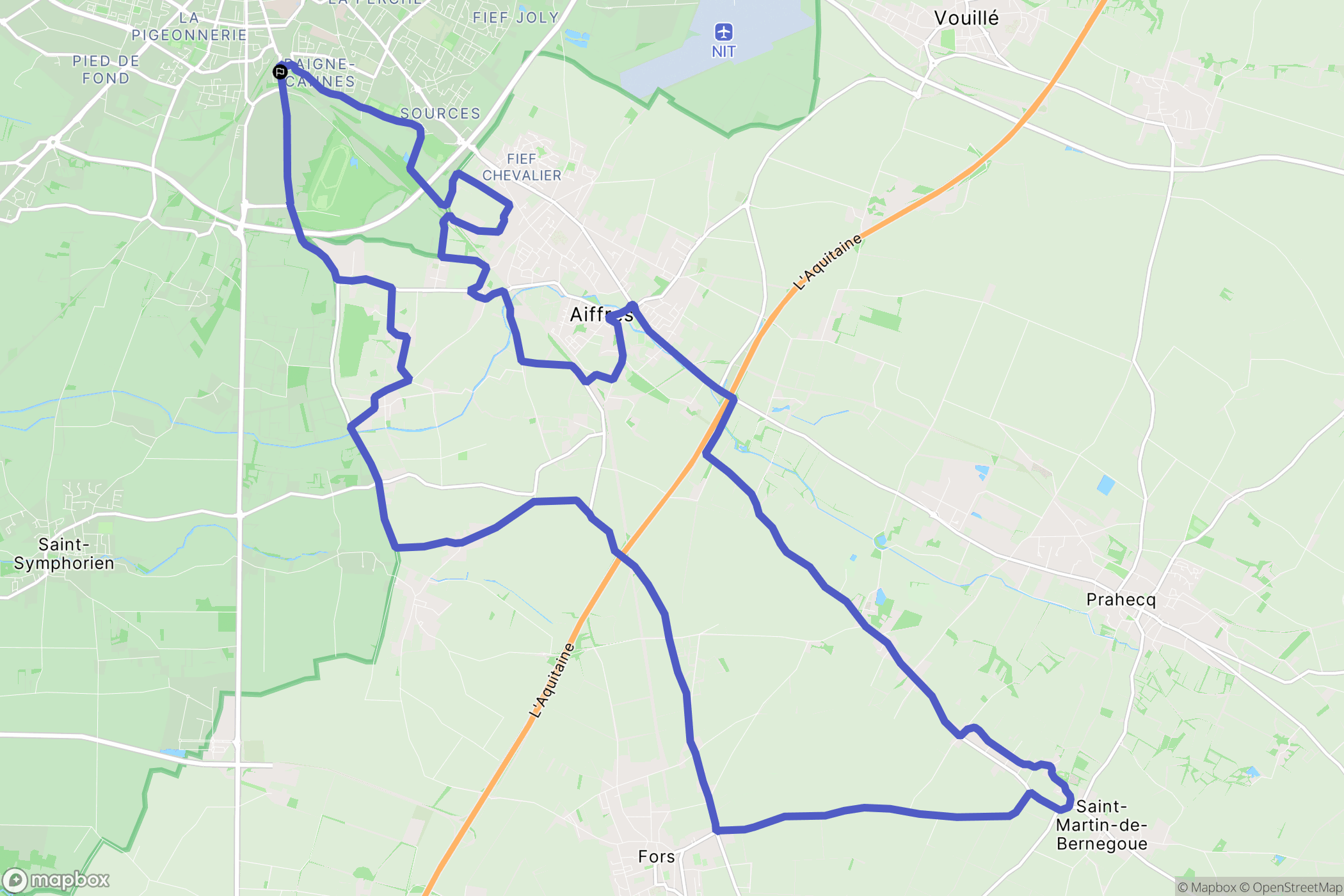 Niort : carte du parcours de randonnée - France