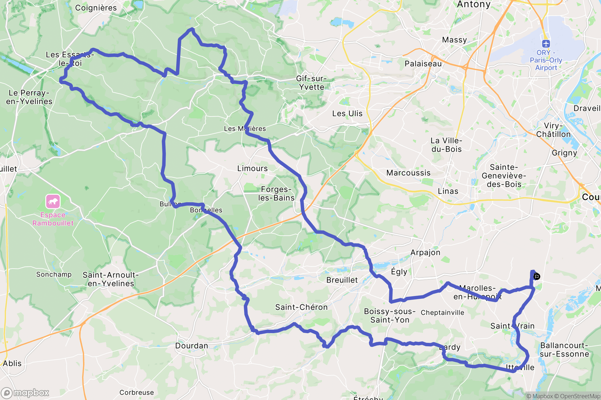 Vert-le-Grand : carte du parcours de randonnée - France