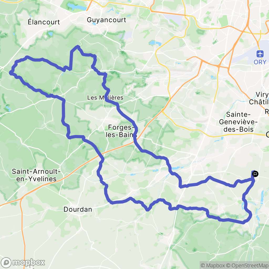 Vert-le-Grand : carte du parcours de randonnée - France