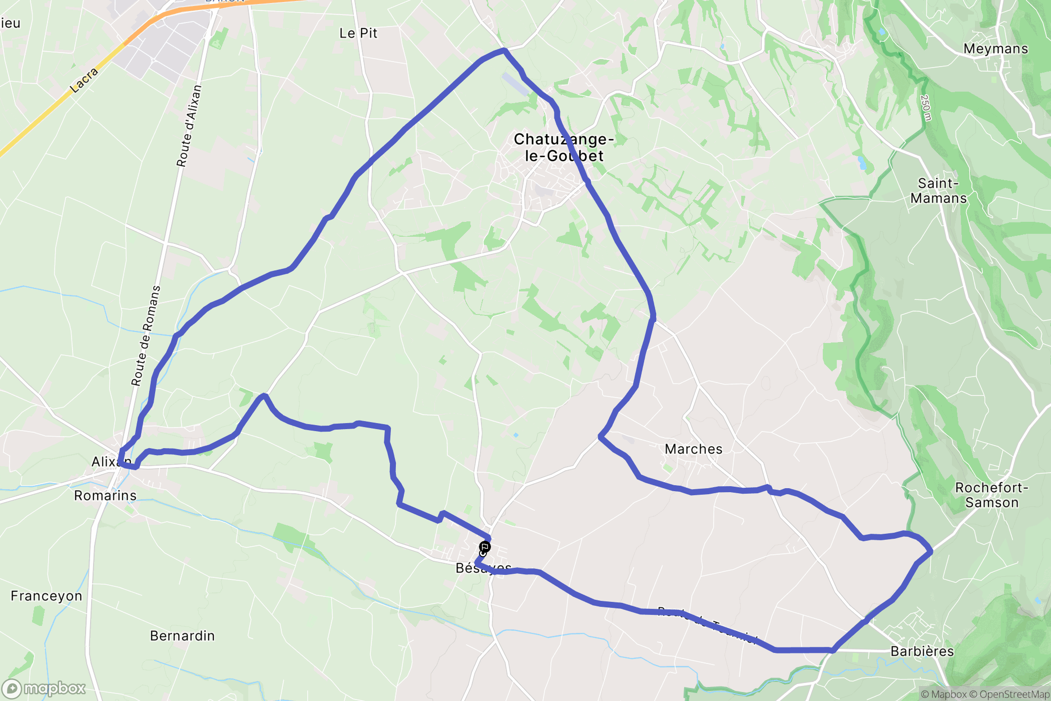 Bésayes : carte du parcours de randonnée - France