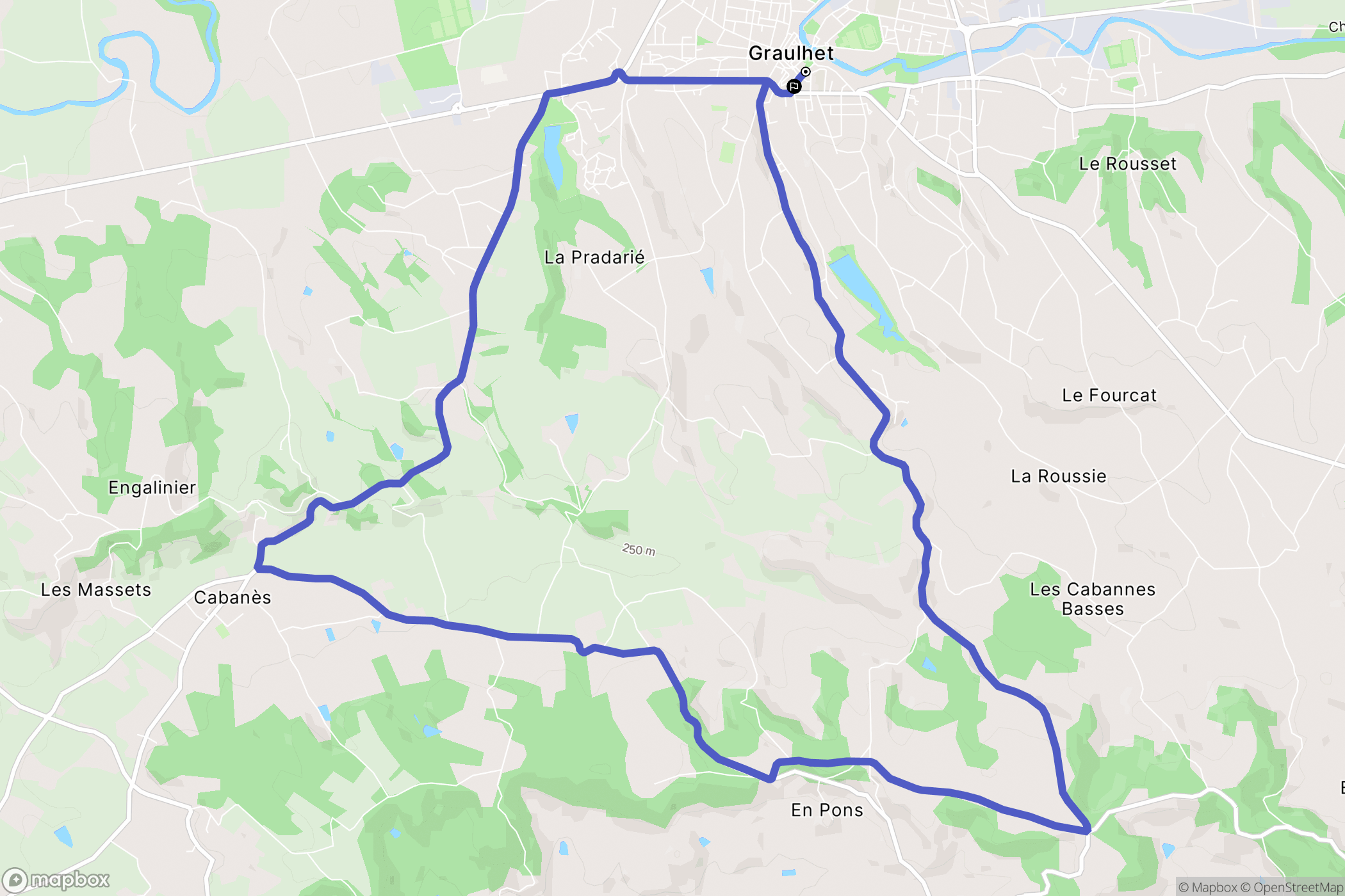 Graulhet : carte du parcours de randonnée - France