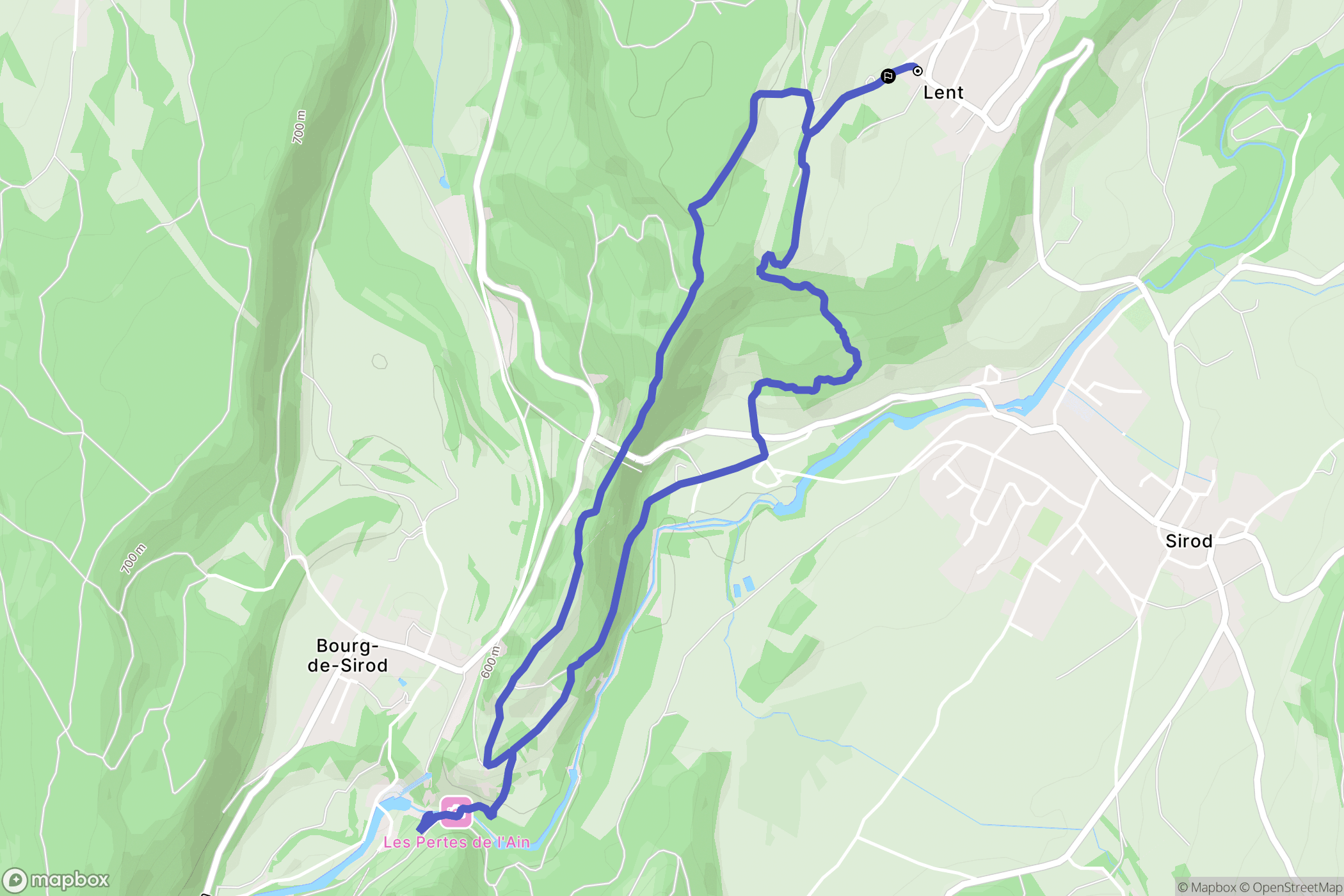 Lent : carte du parcours de randonnée - France
