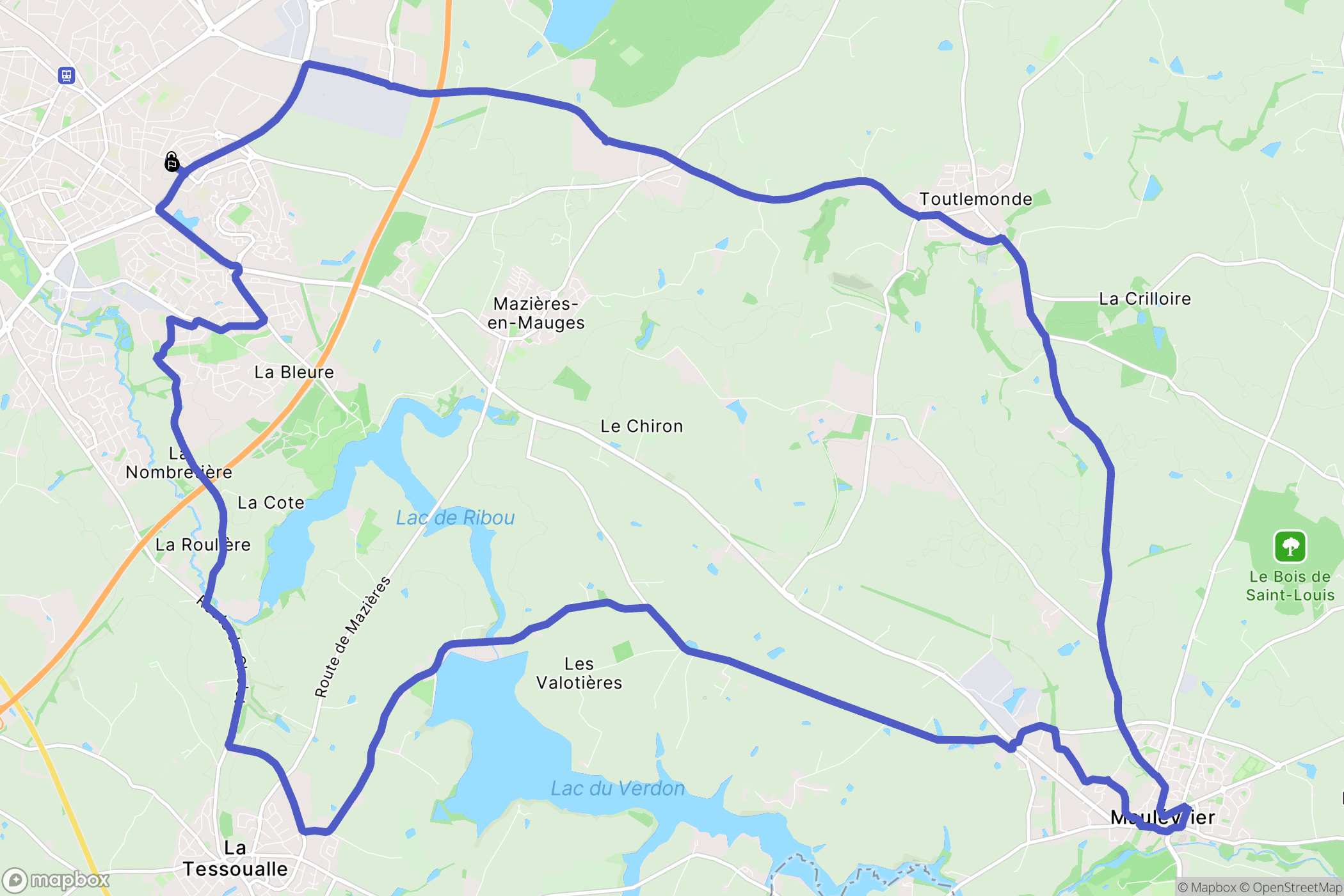 Cholet : carte du parcours de randonnée - France