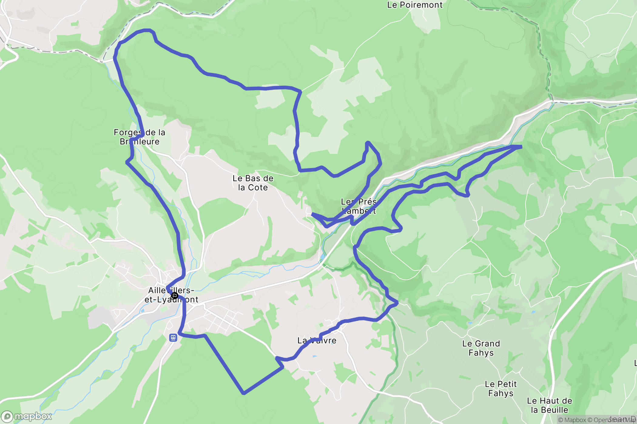 Aillevillers-et-Lyaumont : carte du parcours de randonnée - France