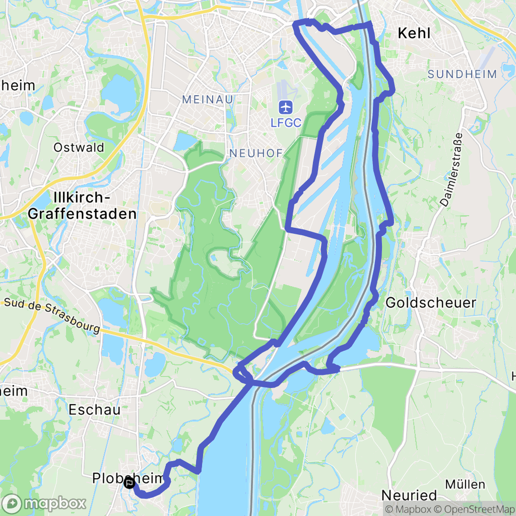 Plobsheim : carte du parcours de randonnée - France