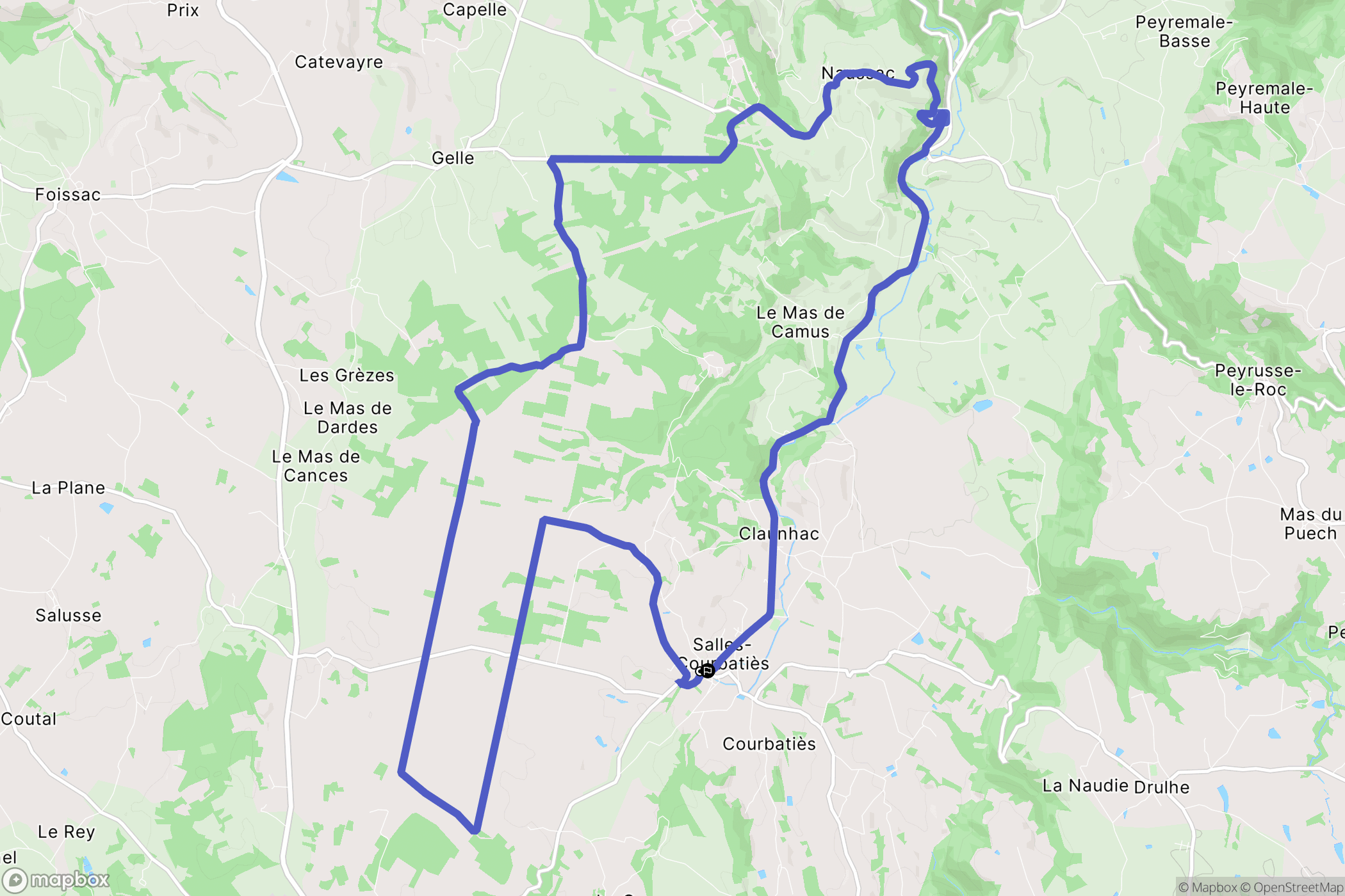 Salles-Courbatiès : carte du parcours de randonnée - France