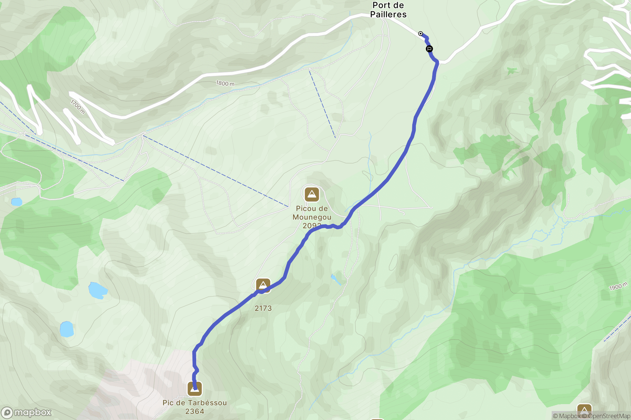 Ascou : carte du parcours de randonnée - France