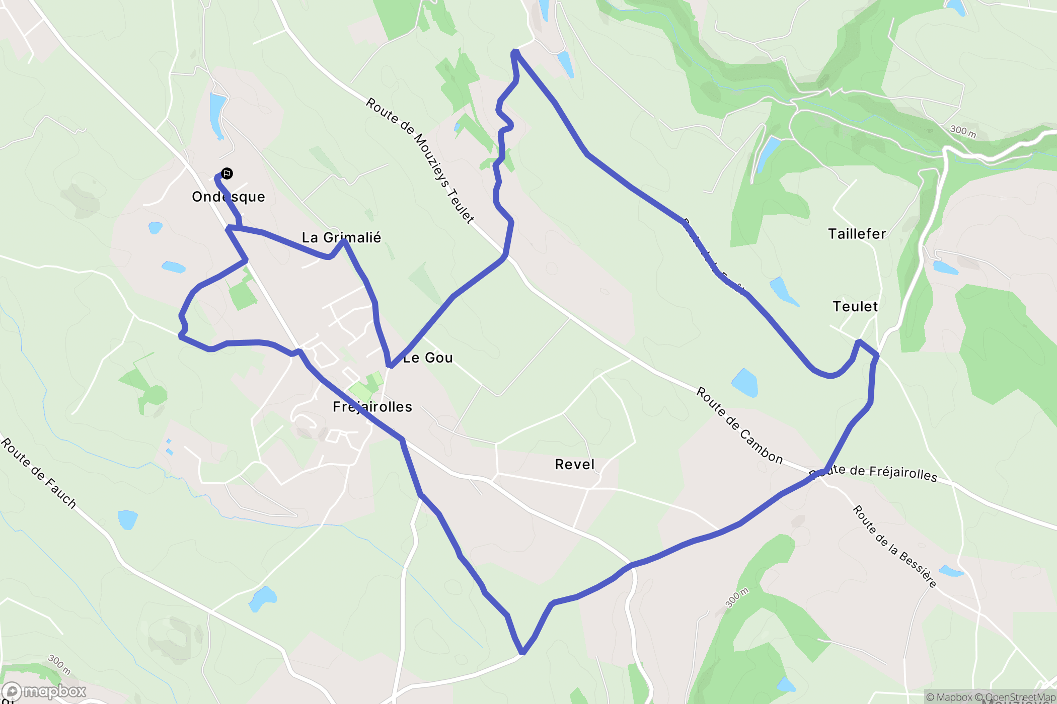 Fréjairolles : carte du parcours de randonnée - France