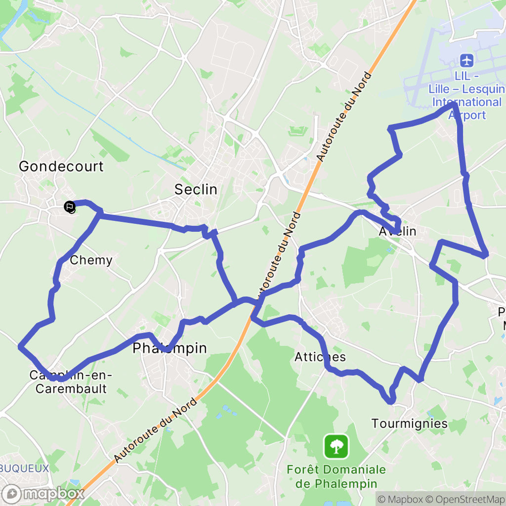 Gondecourt : carte du parcours de randonnée - France