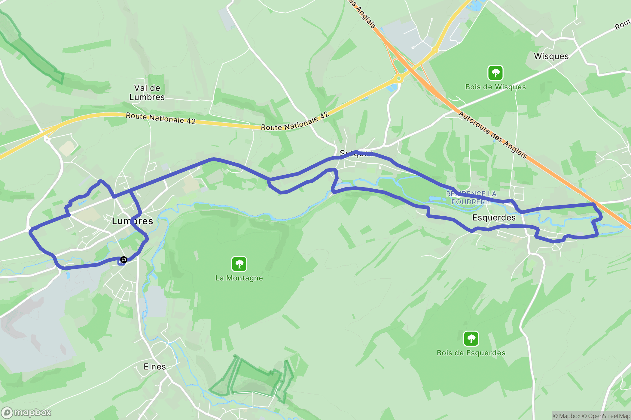 Lumbres : carte du parcours de randonnée - France
