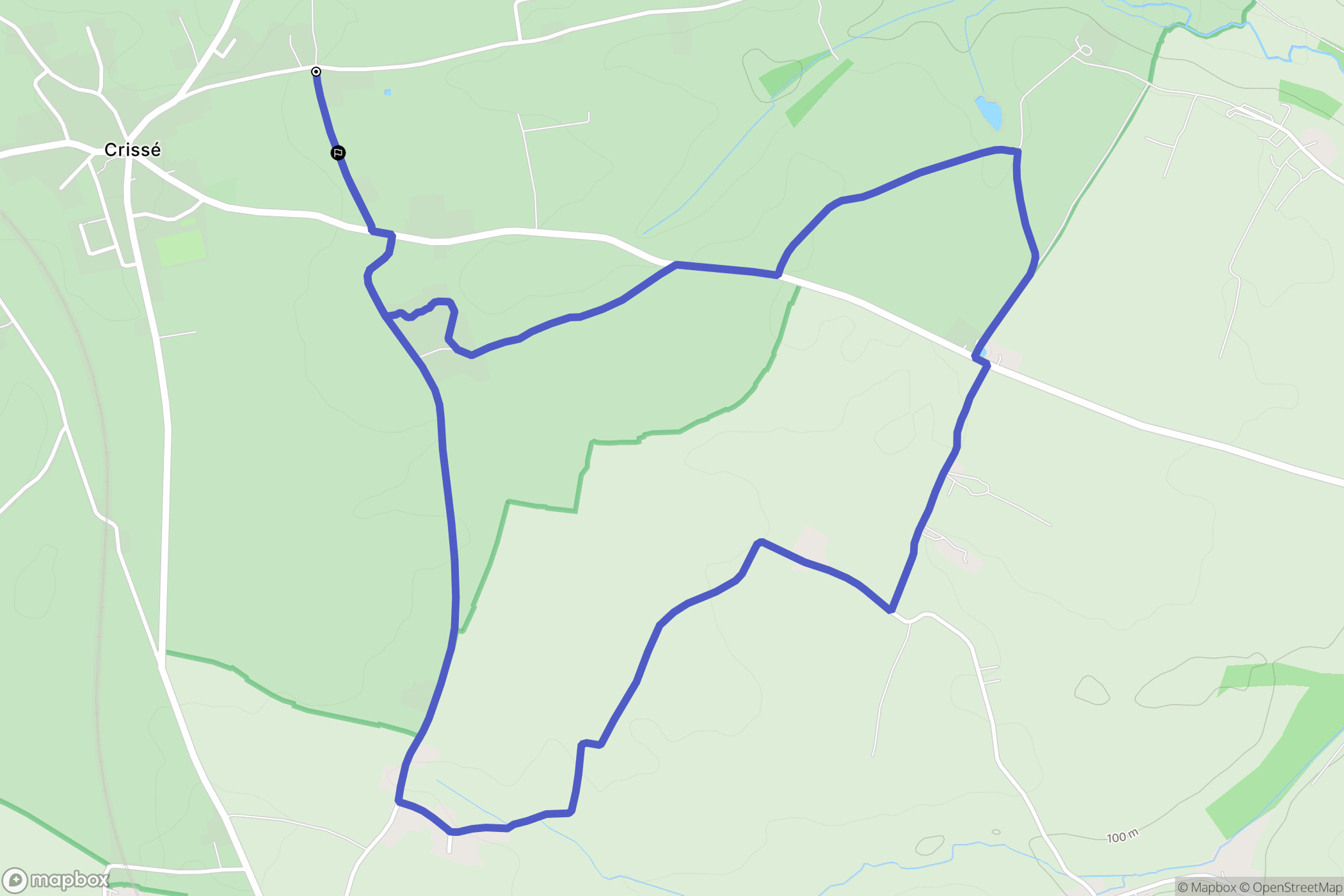 Crissé : carte du parcours de randonnée - France