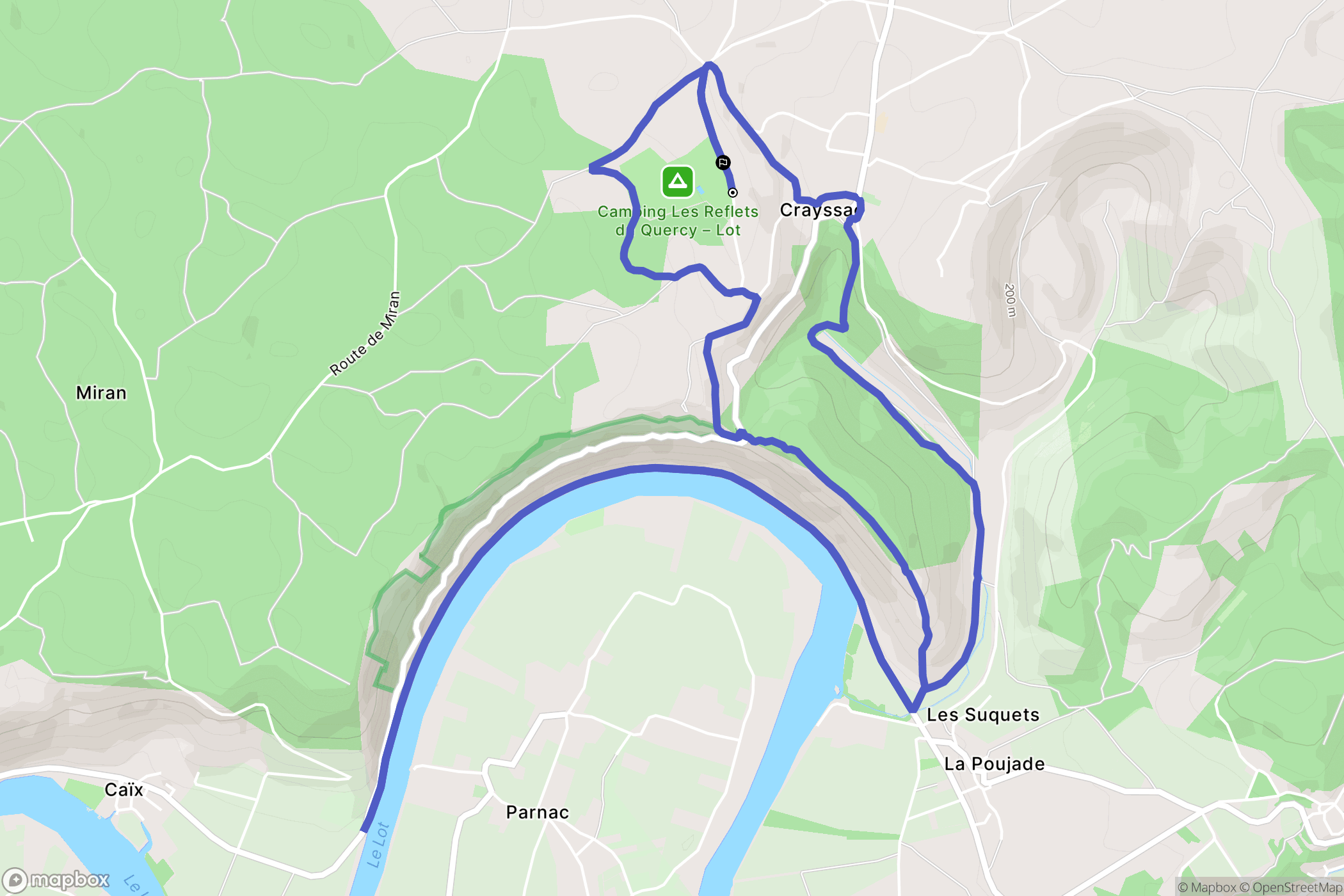Crayssac : carte du parcours de randonnée - France