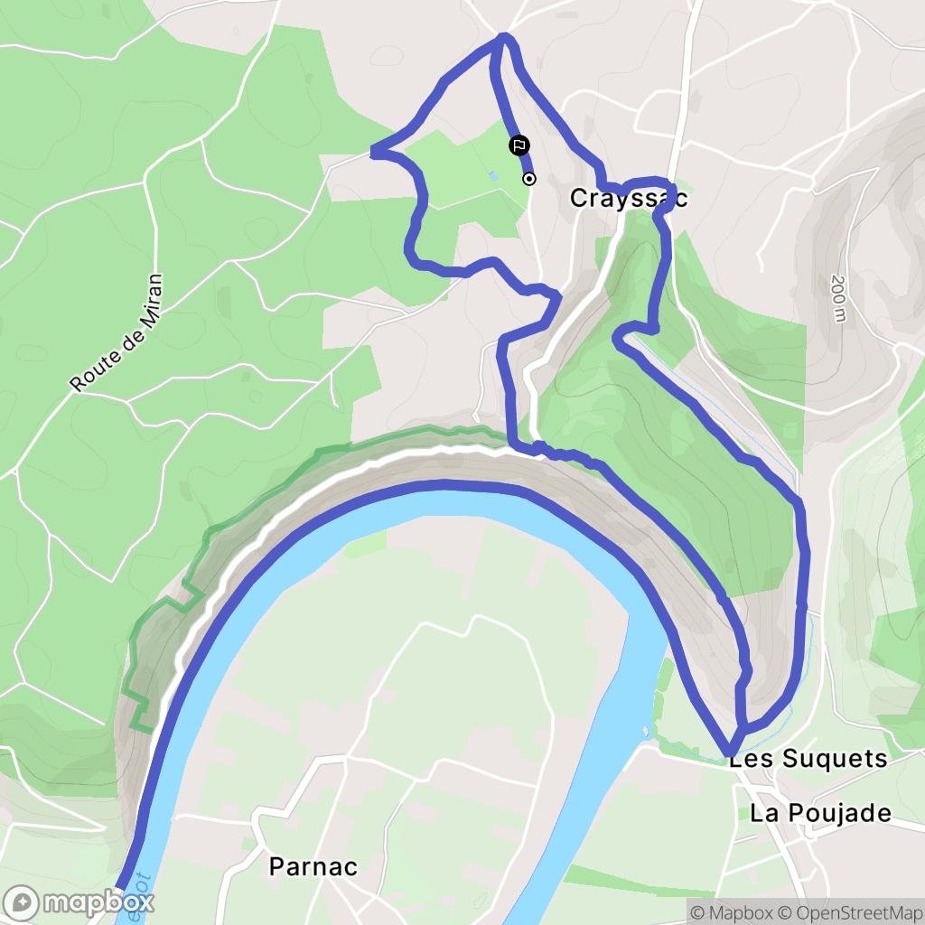 Crayssac : carte du parcours de randonnée - France