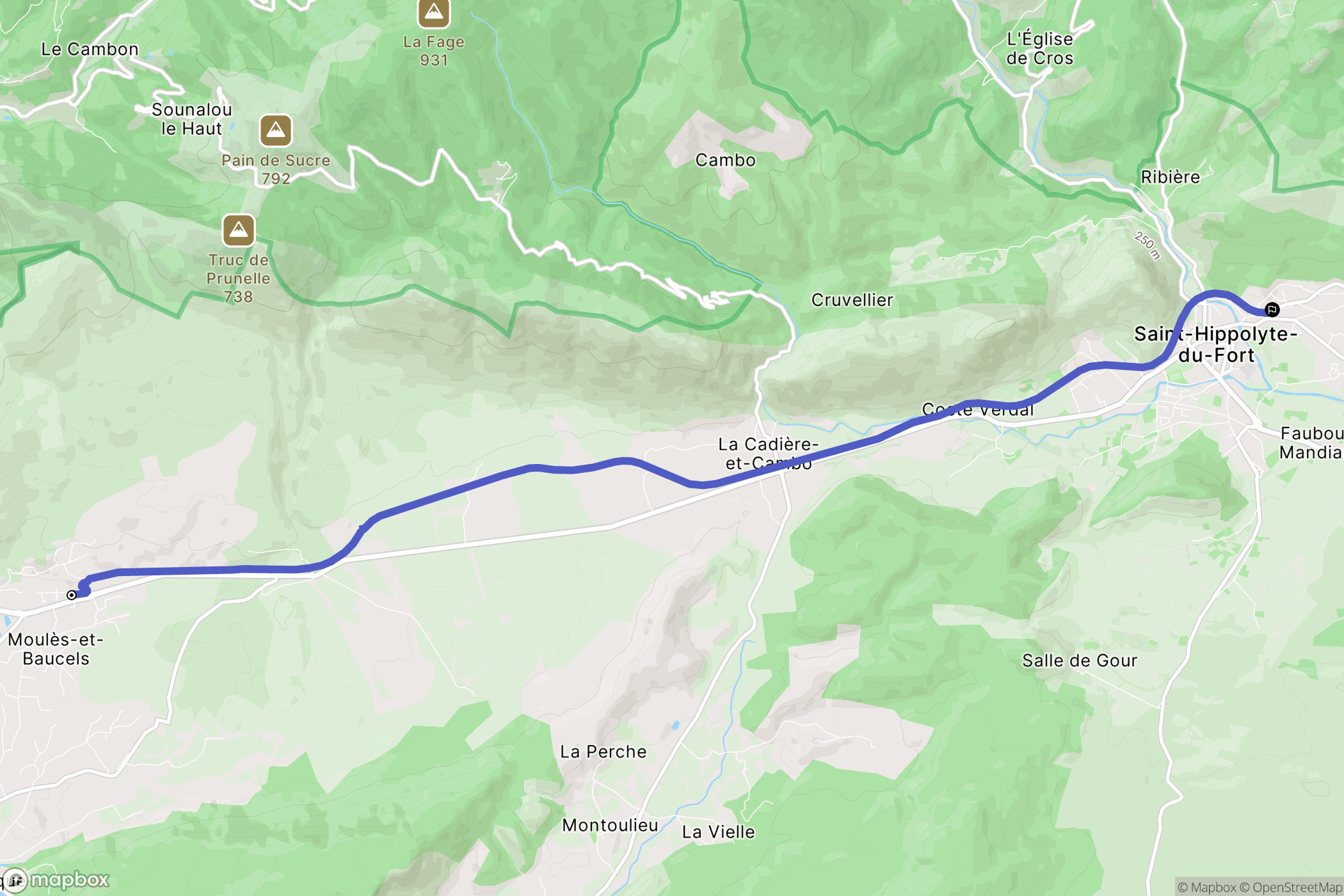 Moulès-et-Baucels : carte du parcours de randonnée - France