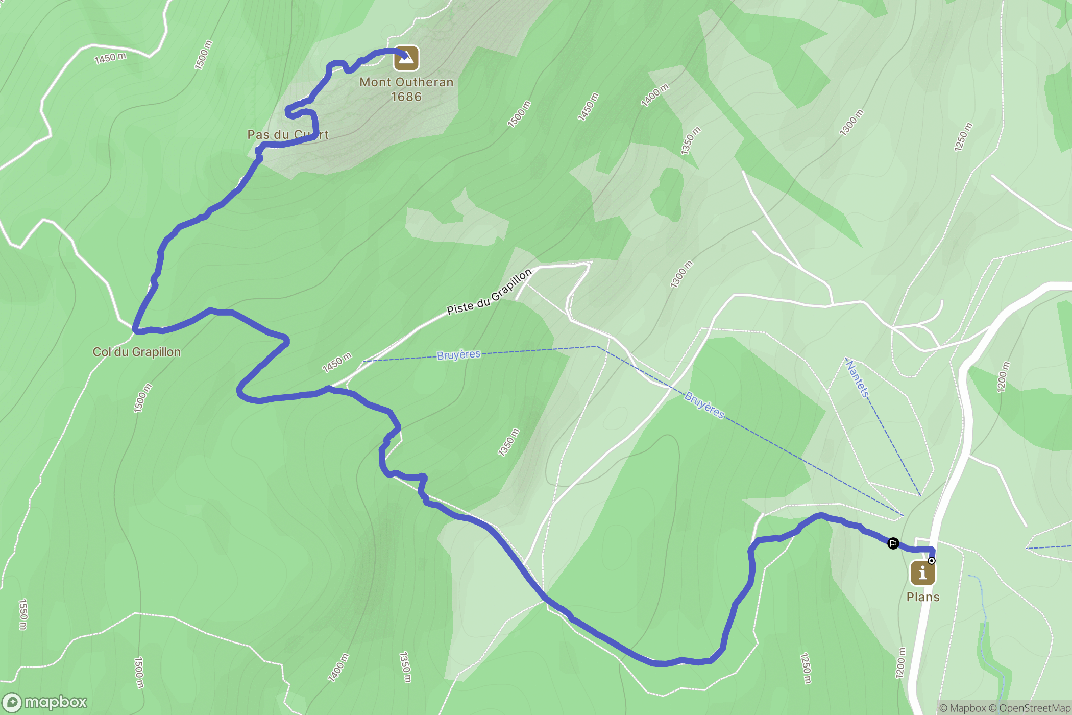Entremont-le-Vieux : carte du parcours de randonnée - France