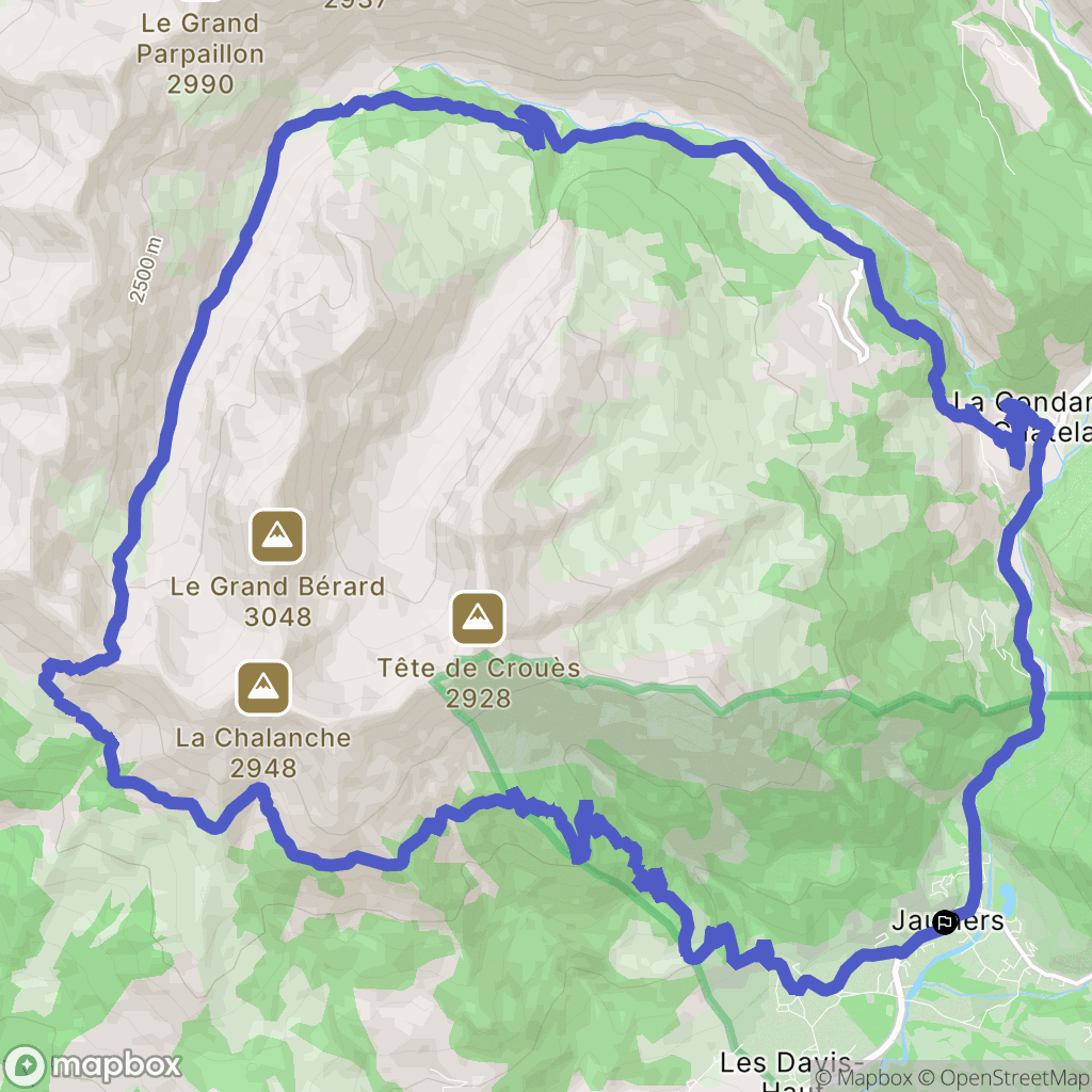 Jausiers : carte du parcours de randonnée - France