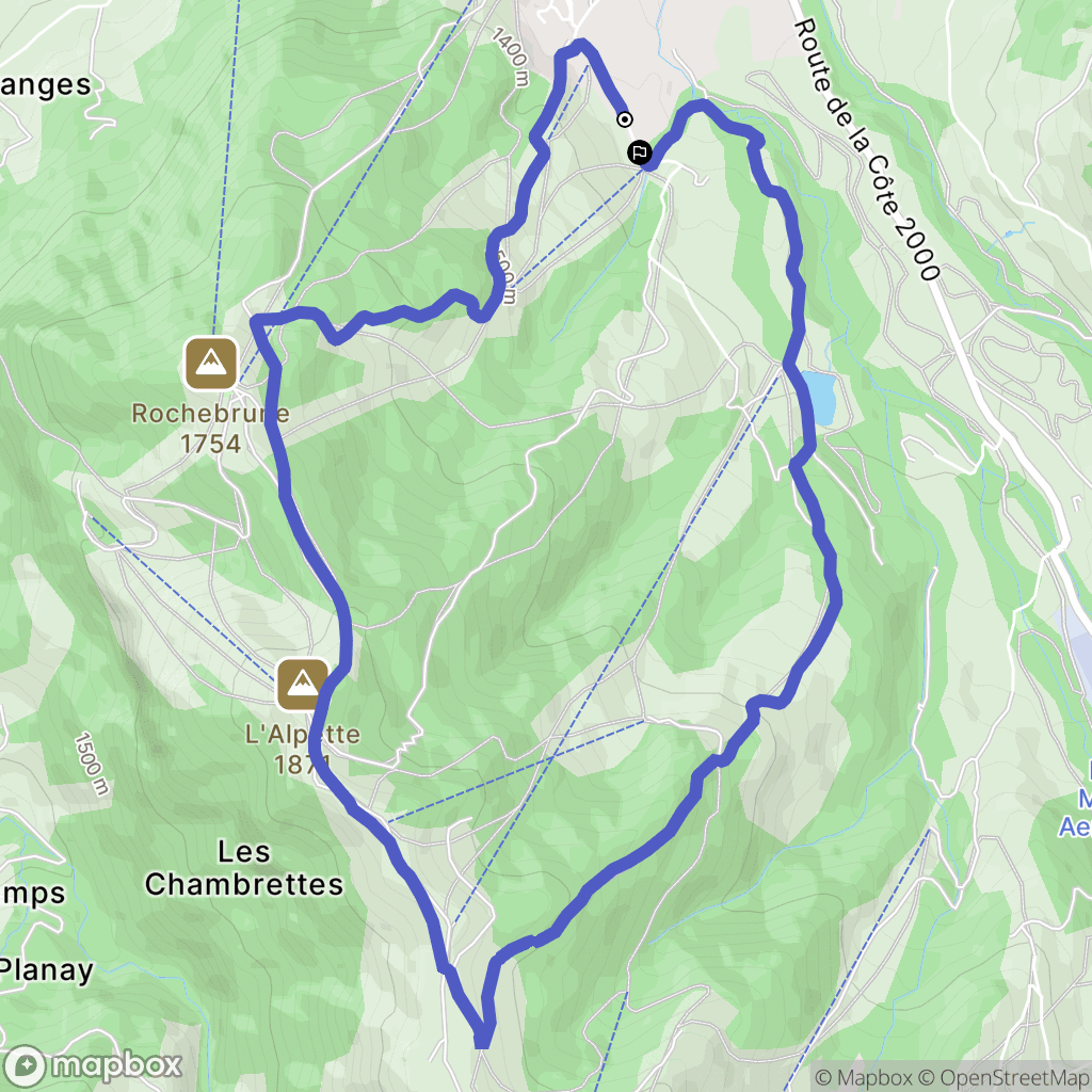 Megève : carte du parcours de randonnée - France