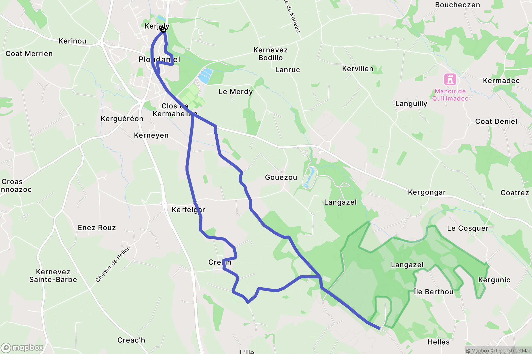 Ploudaniel : carte du parcours de randonnée - France