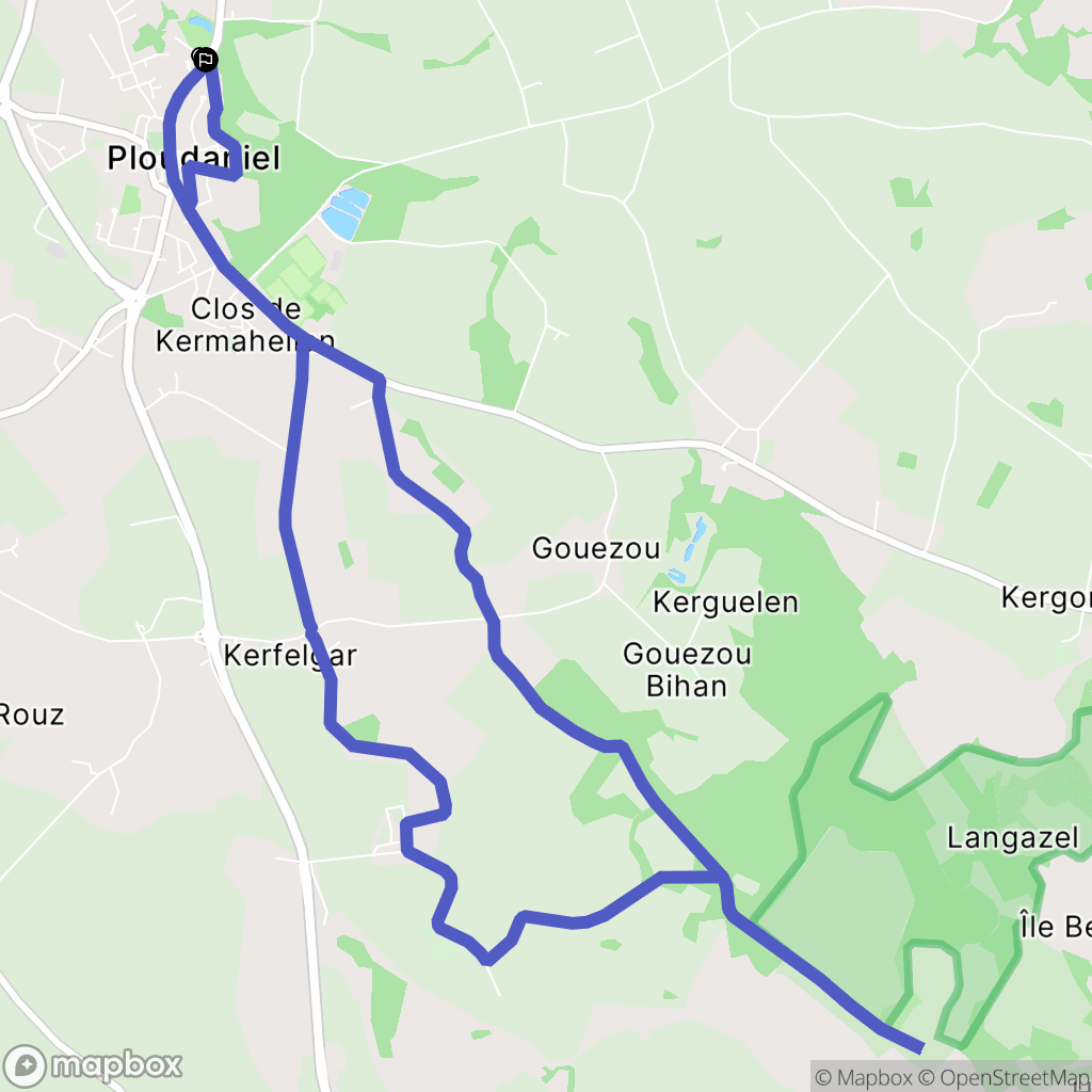 Ploudaniel : carte du parcours de randonnée - France