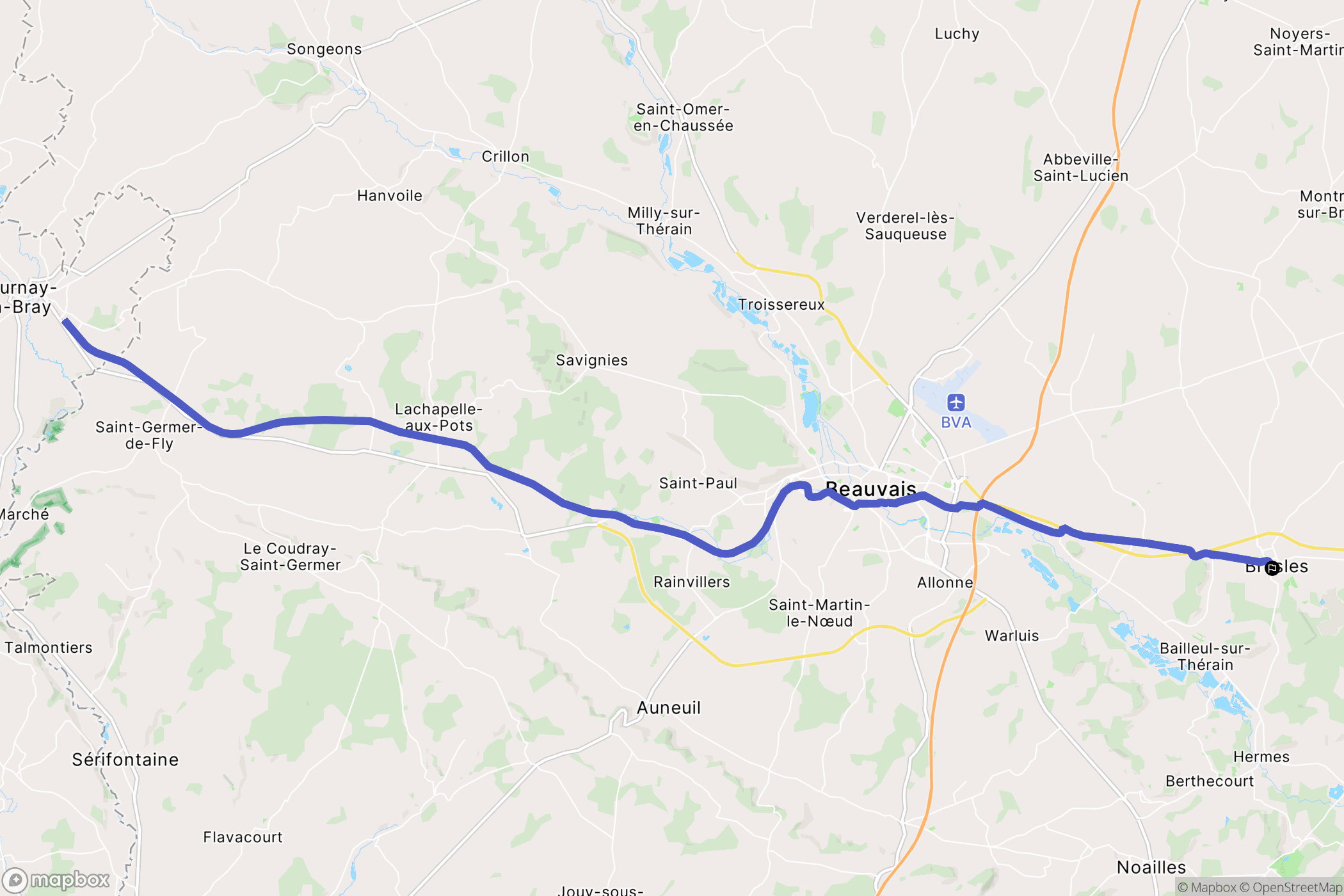 Bresles : carte du parcours de randonnée - France