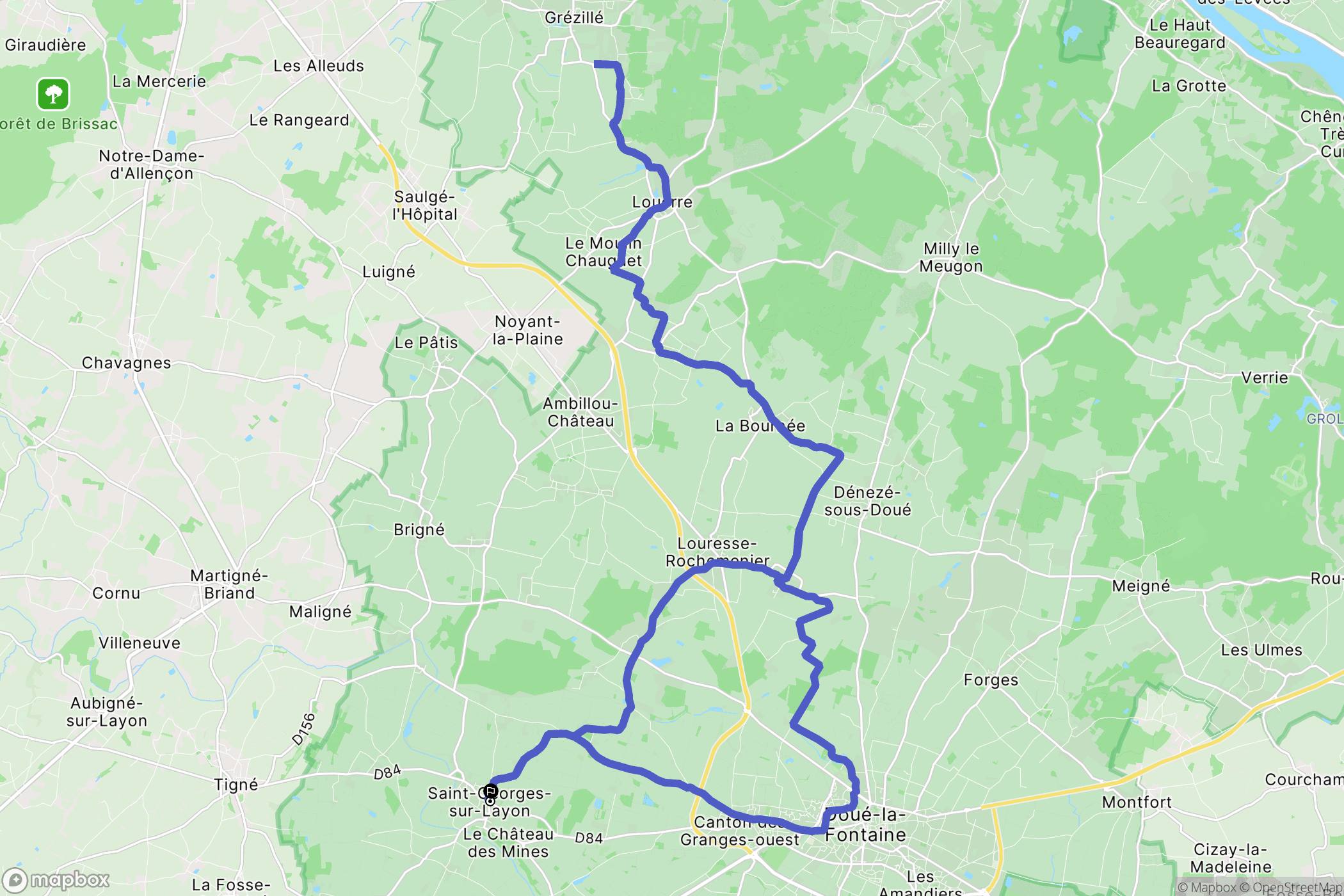 Doué-en-Anjou : carte du parcours de randonnée - France