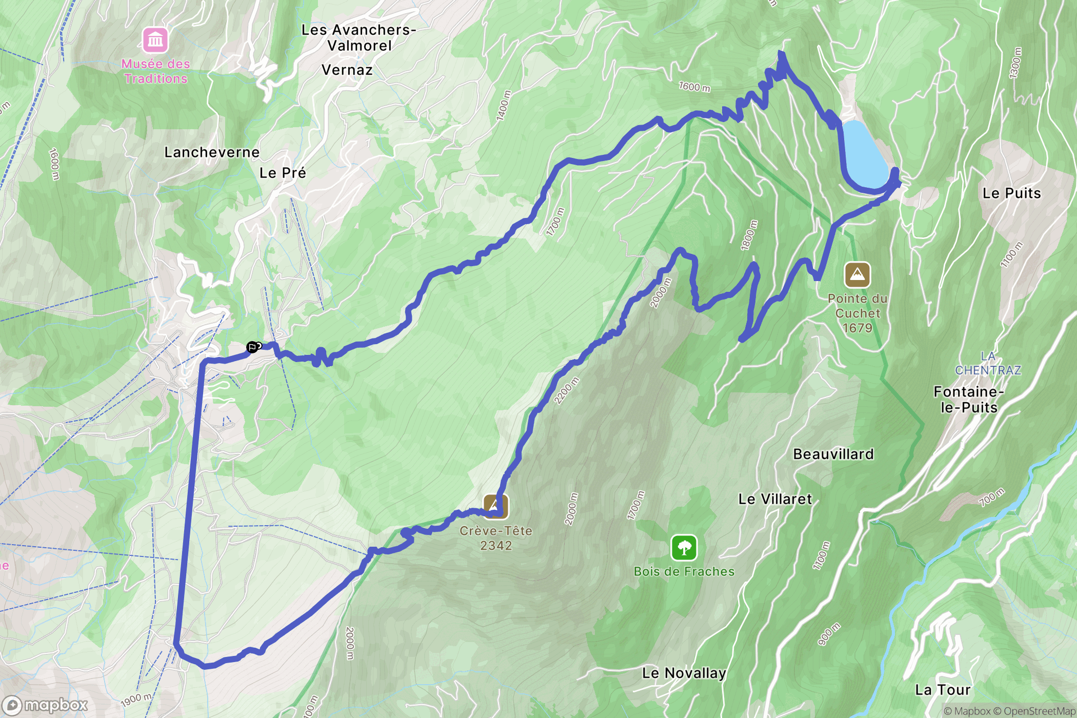 Les Avanchers-Valmorel : carte du parcours de randonnée - France