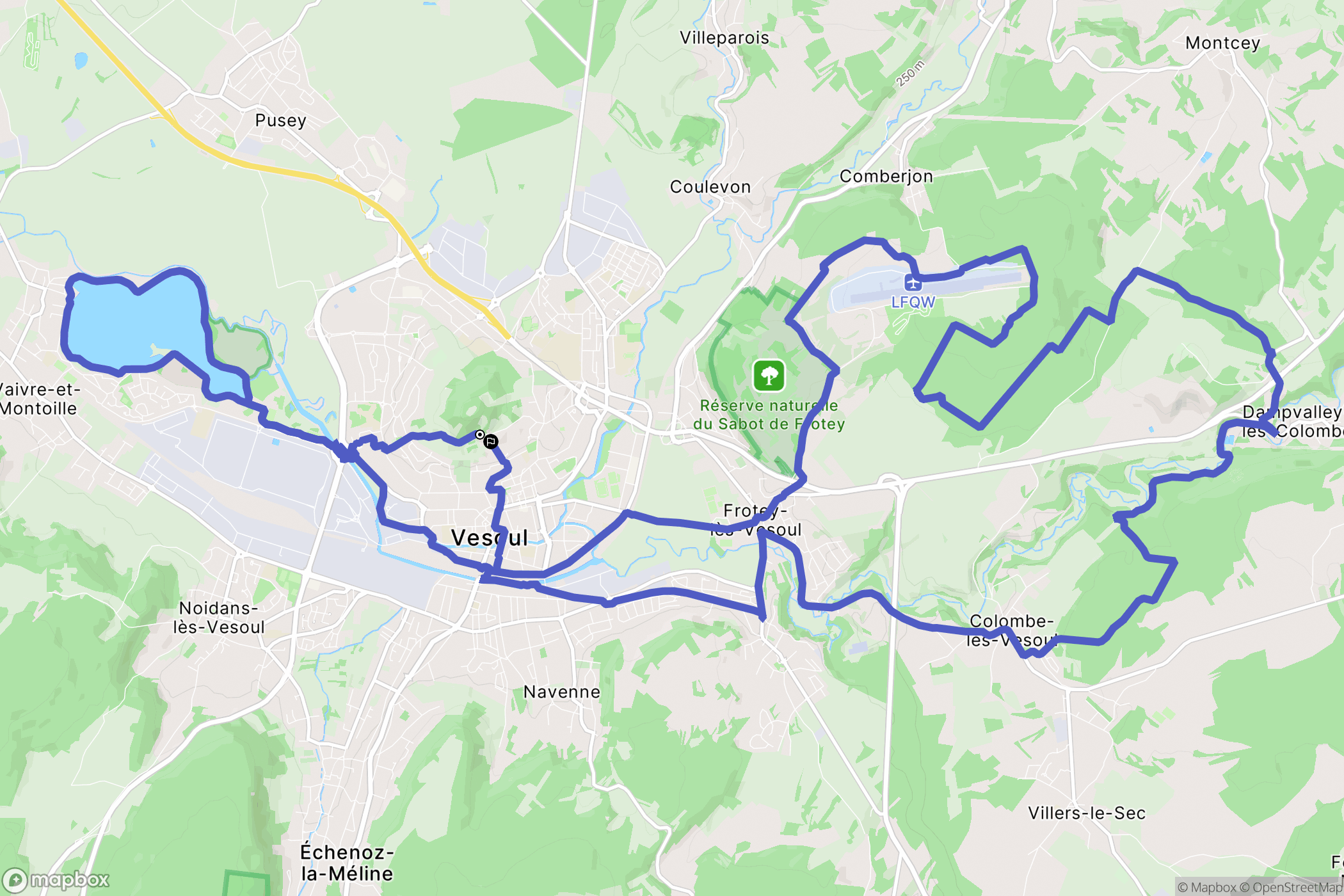 Vesoul : carte du parcours de randonnée - France