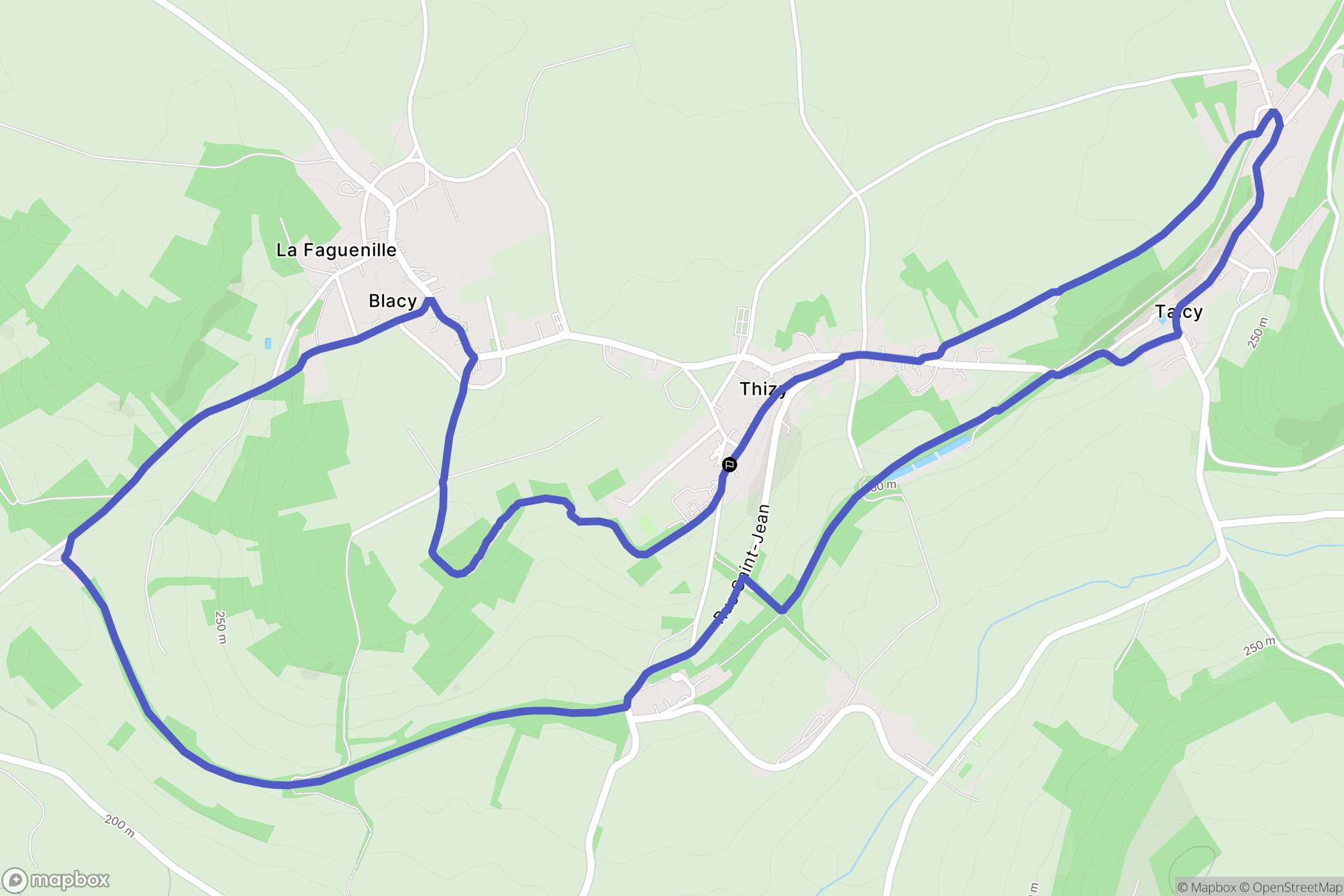 Thizy : carte du parcours de randonnée - France