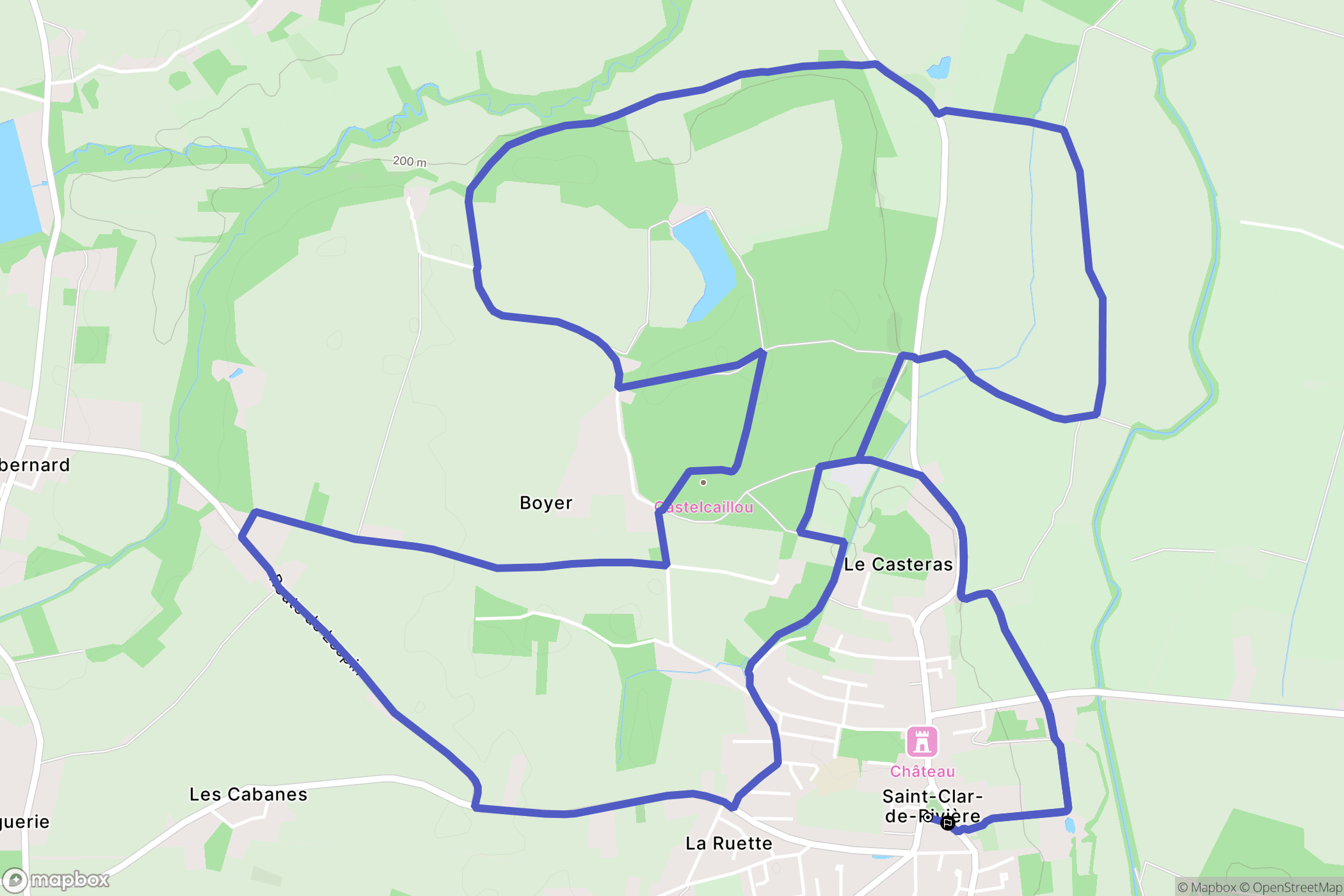 Saint-Clar-de-Rivière : carte du parcours de randonnée - France