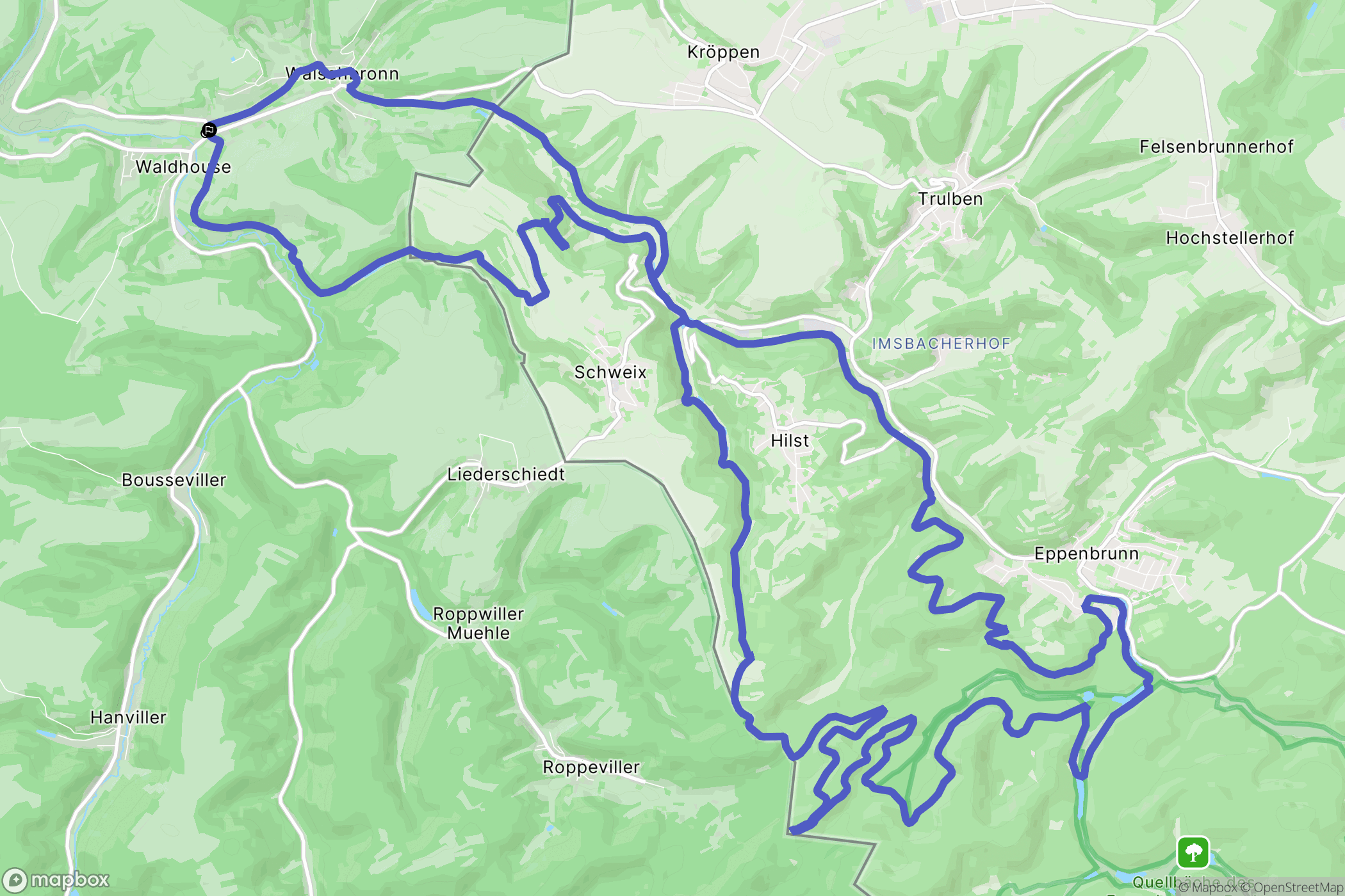 Waldhouse : carte du parcours de randonnée - France