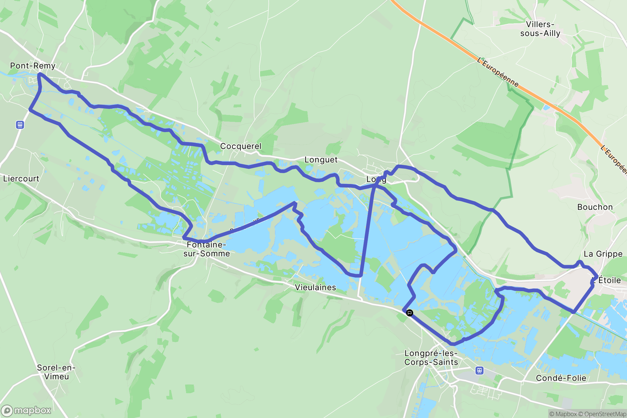 Longpré-les-Corps-Saints : carte du parcours de randonnée - France
