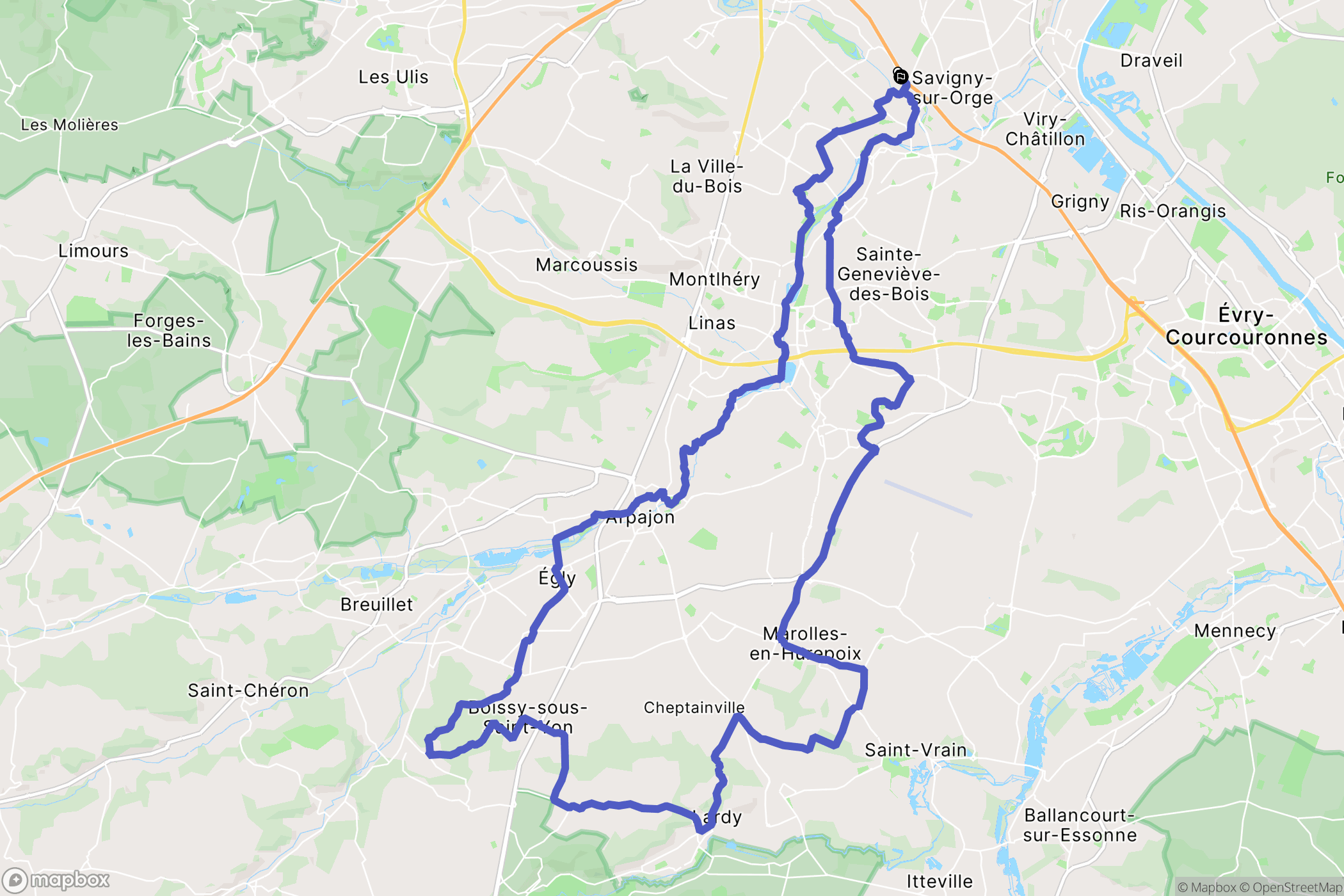 Épinay-sur-Orge : carte du parcours de randonnée - France