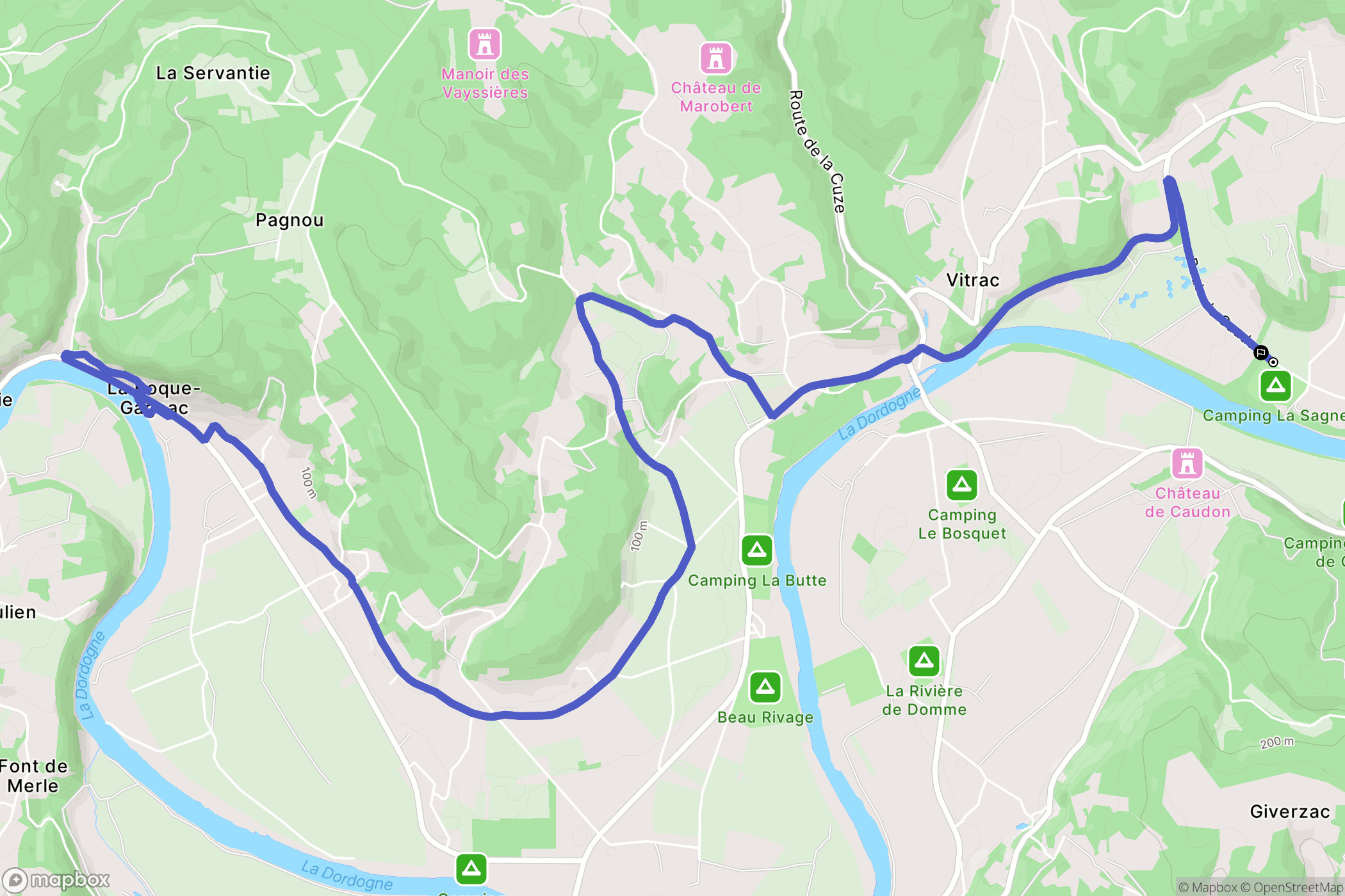 Vitrac : carte du parcours de randonnée - France
