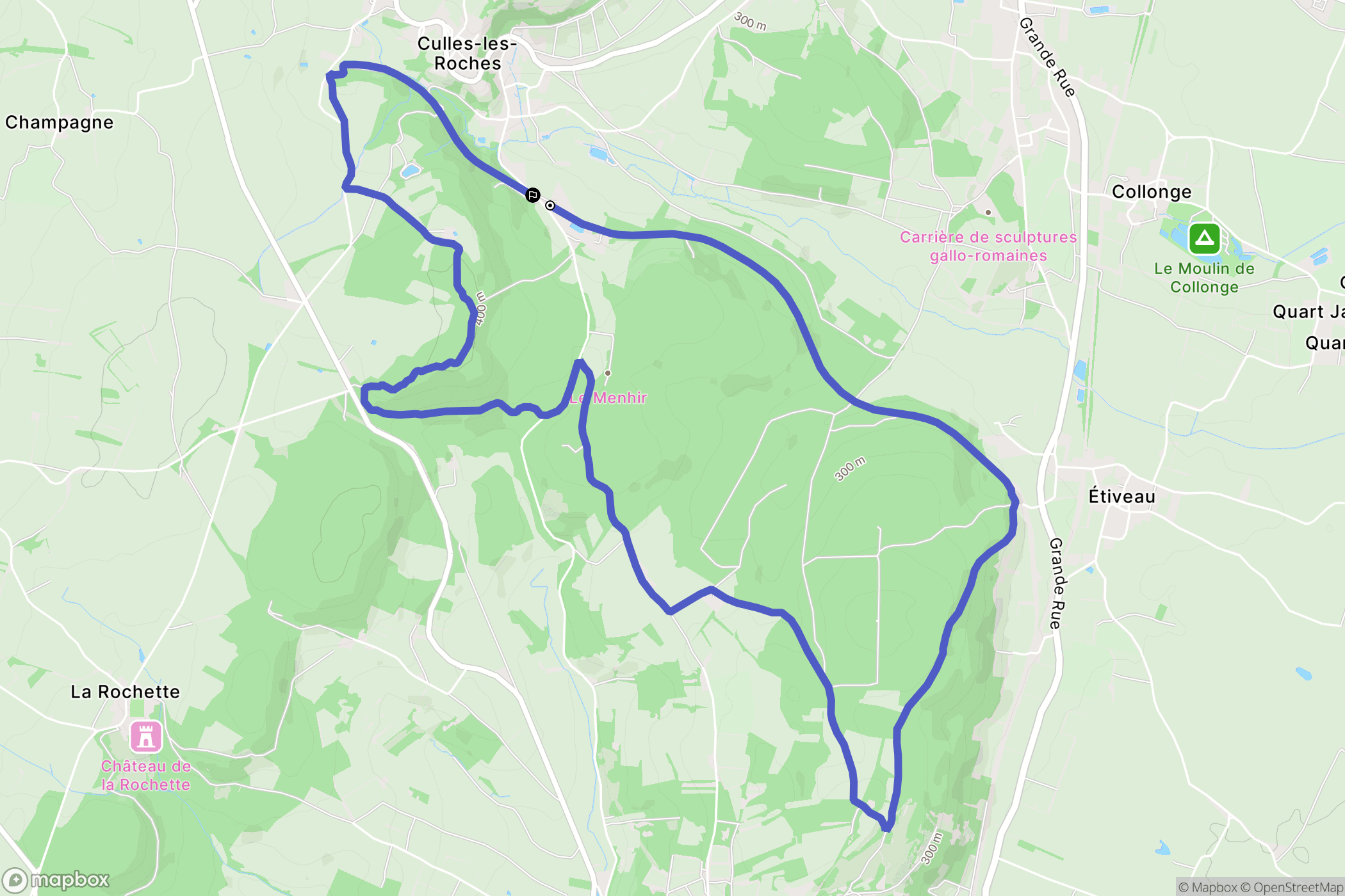 Culles-les-Roches : carte du parcours de randonnée - France