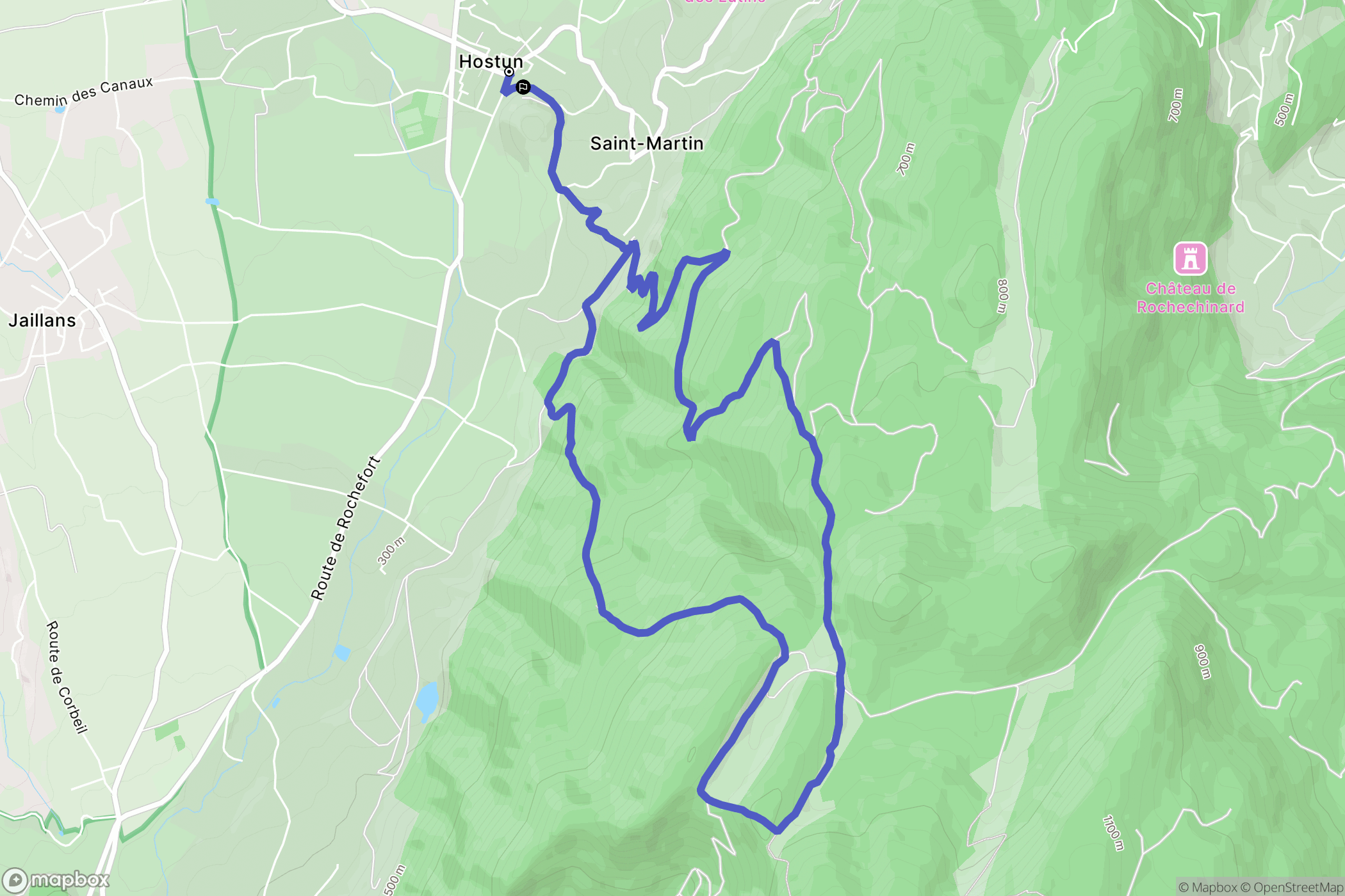 Hostun : carte du parcours de randonnée - France