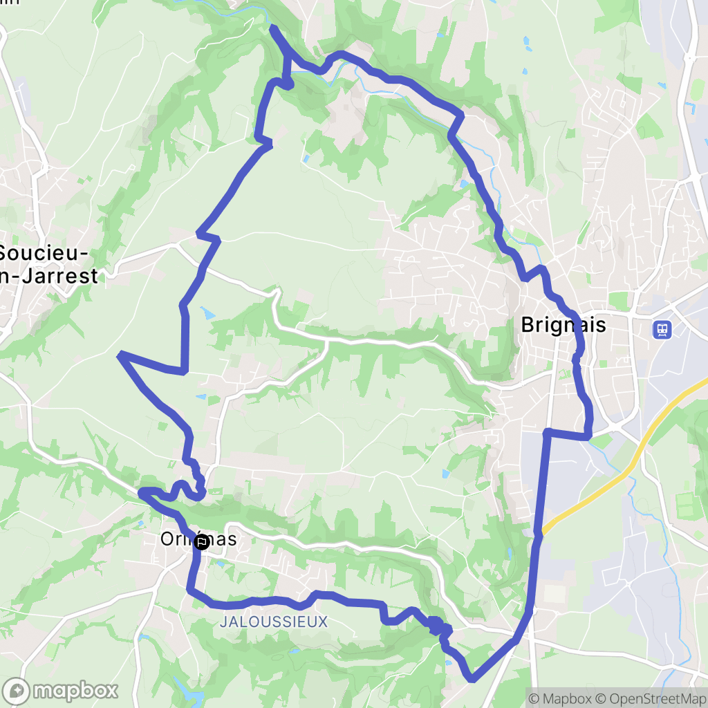 Orliénas : carte du parcours de randonnée - France