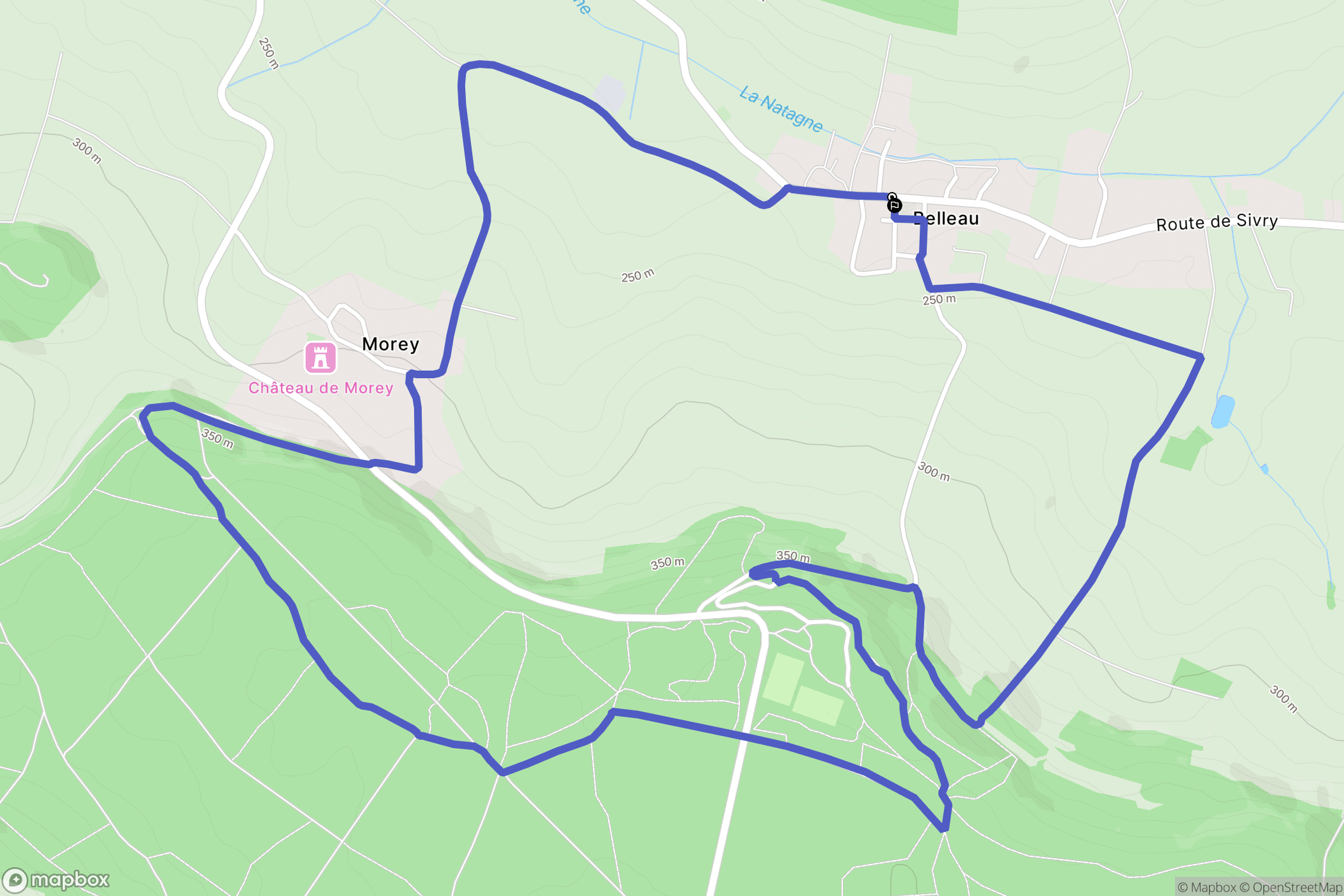 Belleau : carte du parcours de randonnée - France