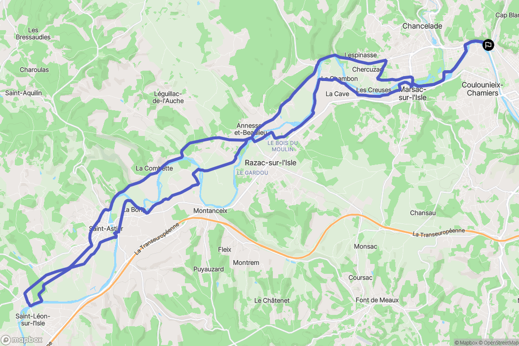 Périgueux : carte du parcours de randonnée - France
