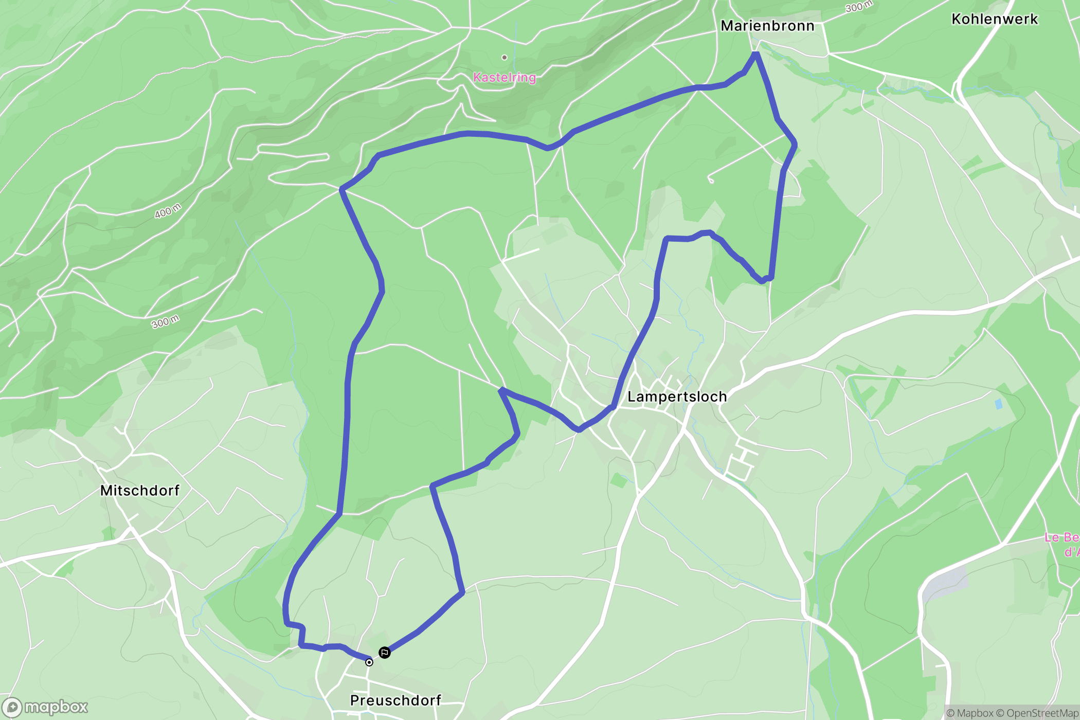 Preuschdorf : carte du parcours de randonnée - France