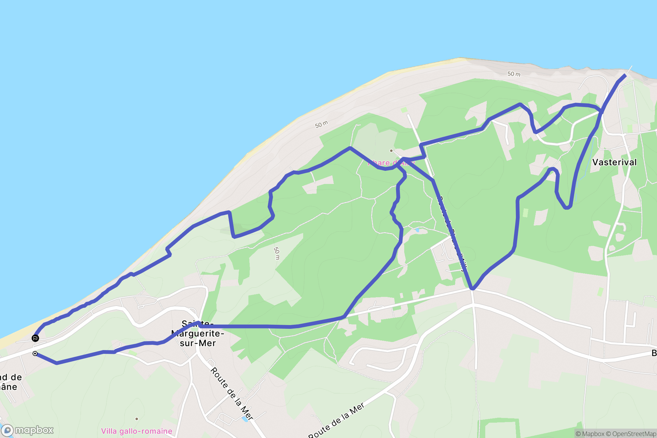 Sainte-Marguerite-sur-Mer : carte du parcours de randonnée - France